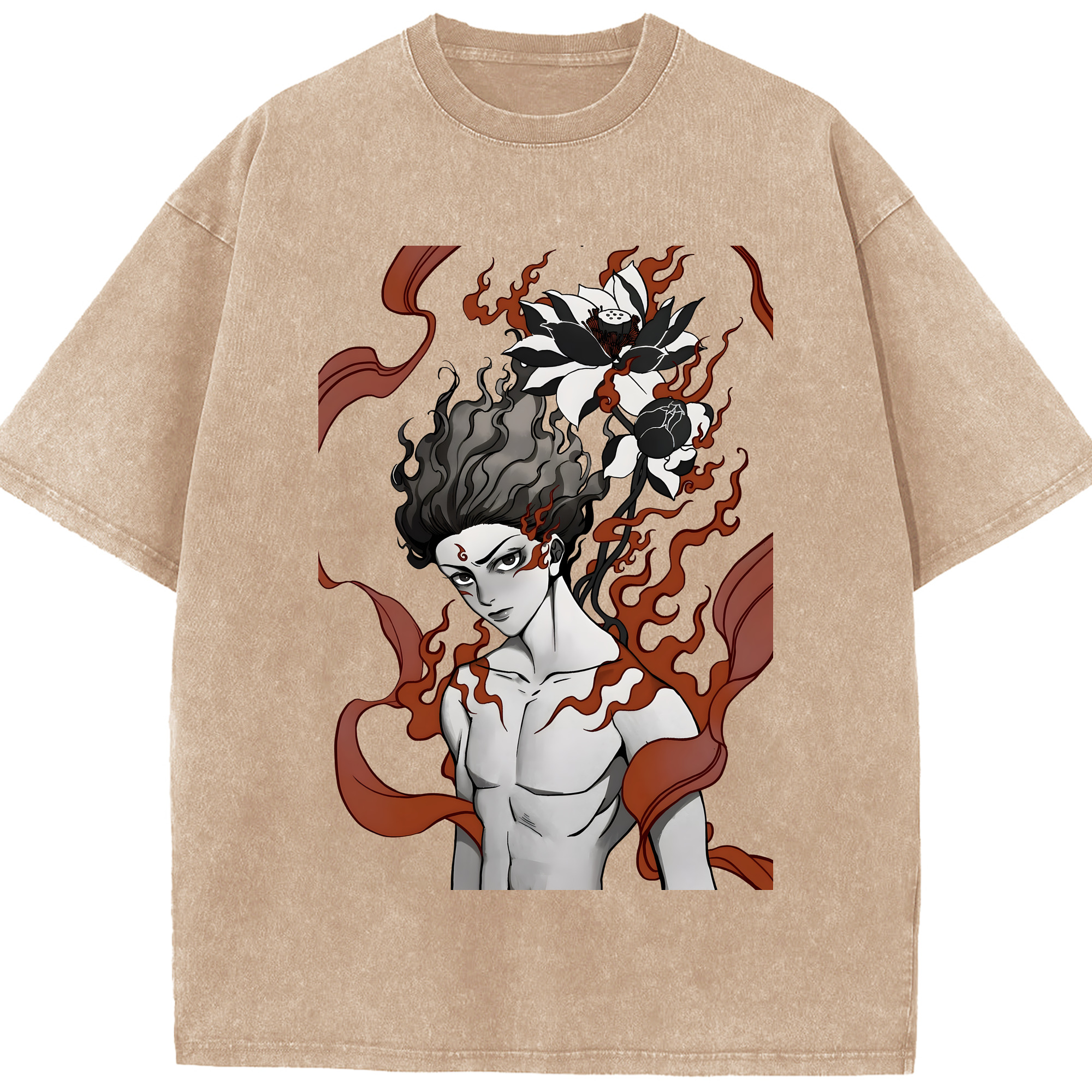 （画像用） Ne Zha 2 ナタ 魔童の大暴れ 綿100% ヴィンテージ風 半袖Tシャツ（フロントプリント）