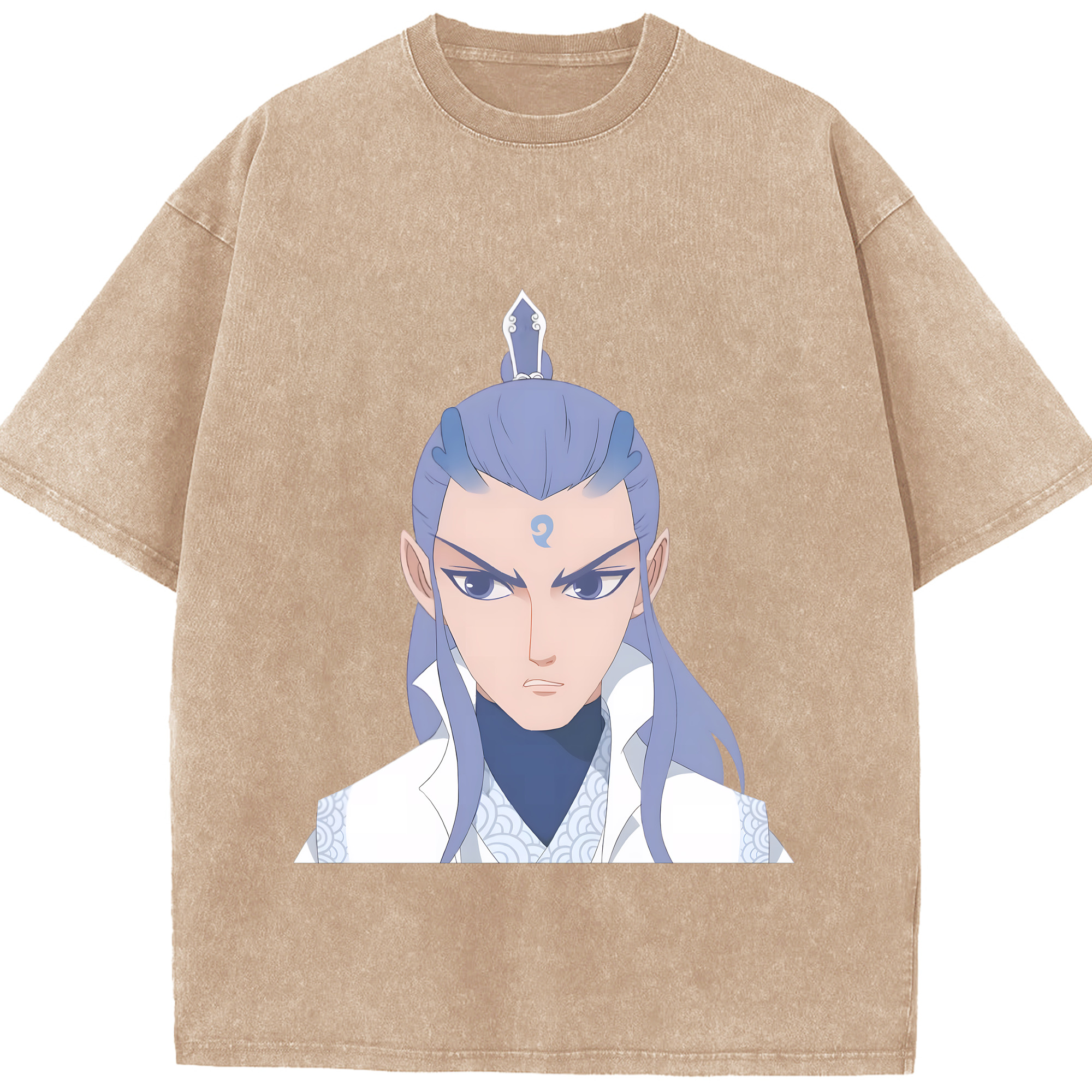 （画像用） Ne Zha 2 ナタ 魔童の大暴れ 綿100% ヴィンテージ風 半袖Tシャツ（フロントプリント）