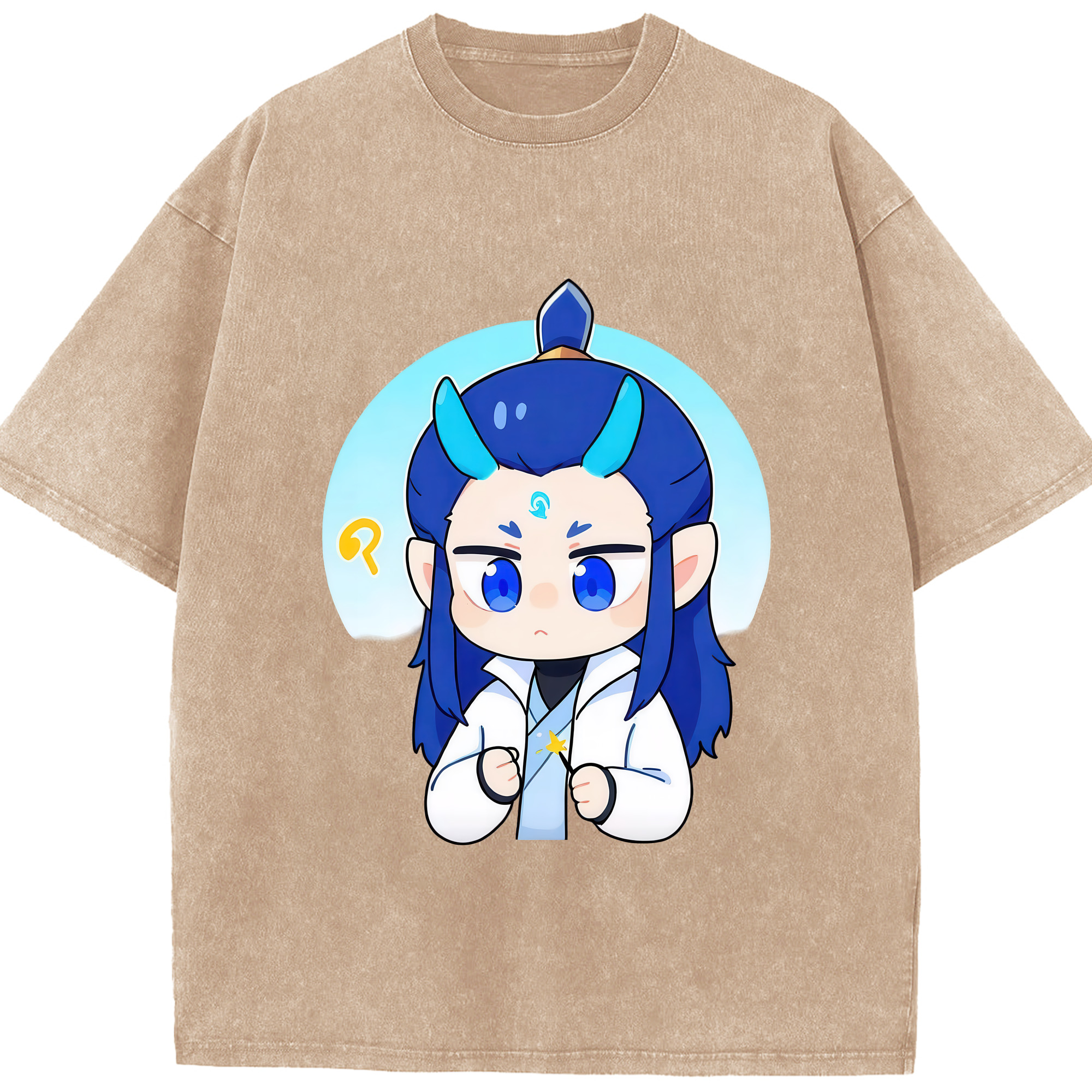 （画像用） Ne Zha 2 ナタ 魔童の大暴れ 綿100% ヴィンテージ風 半袖Tシャツ（フロントプリント）