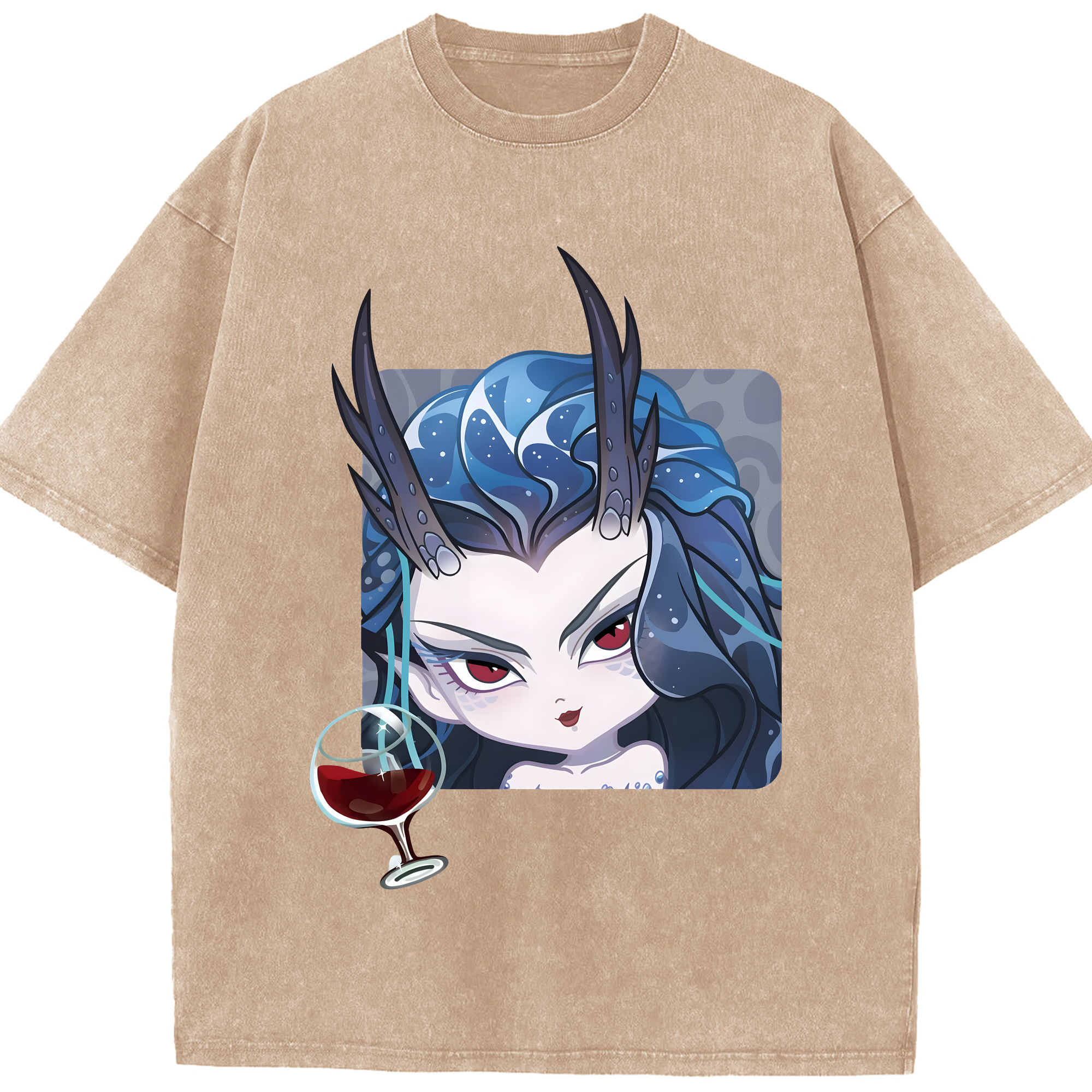 （画像用） Ne Zha 2 ナタ 魔童の大暴れ 綿100% ヴィンテージ風 半袖Tシャツ（フロントプリント）