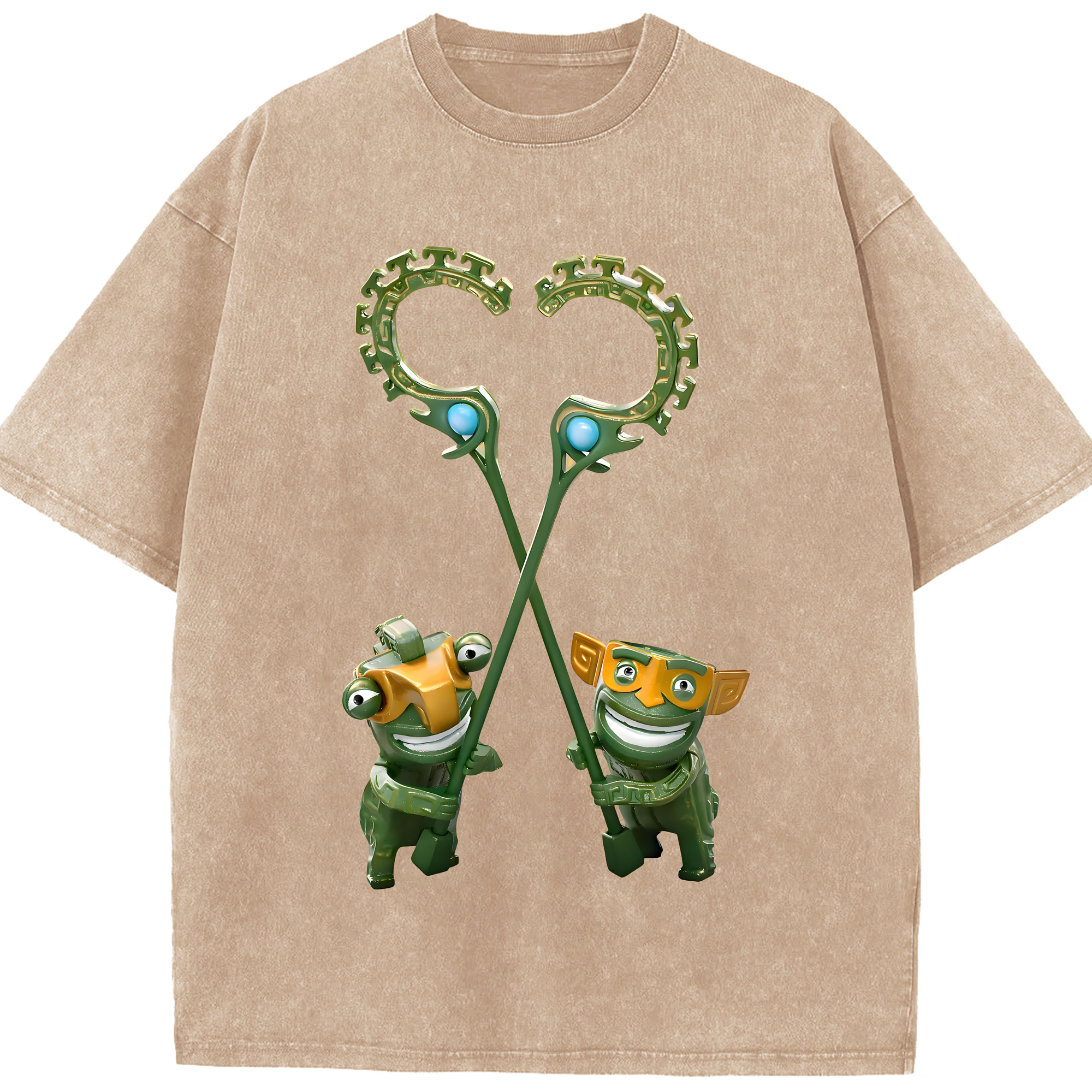 （画像用） Ne Zha 2 ナタ 魔童の大暴れ 綿100% ヴィンテージ風 半袖Tシャツ（フロントプリント）