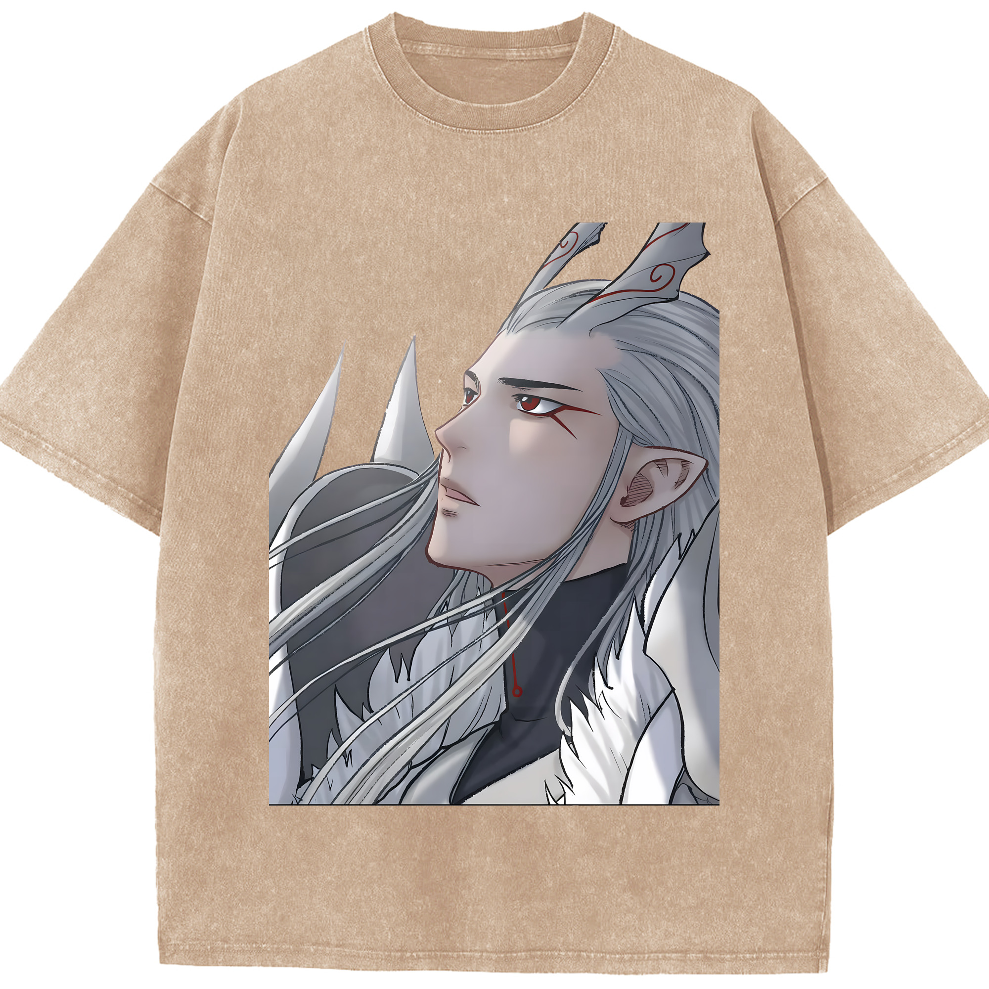 （画像用） Ne Zha 2 ナタ 魔童の大暴れ 綿100% ヴィンテージ風 半袖Tシャツ（フロントプリント）
