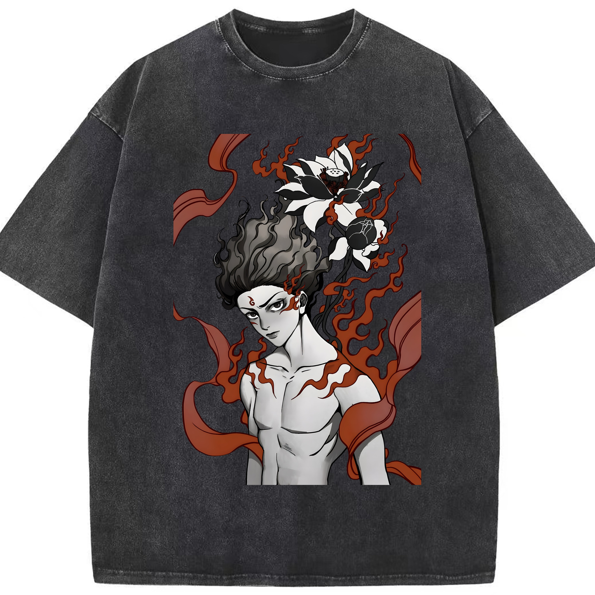 （画像用） Ne Zha 2 ナタ 魔童の大暴れ 綿100% ヴィンテージ風 半袖Tシャツ（フロントプリント）