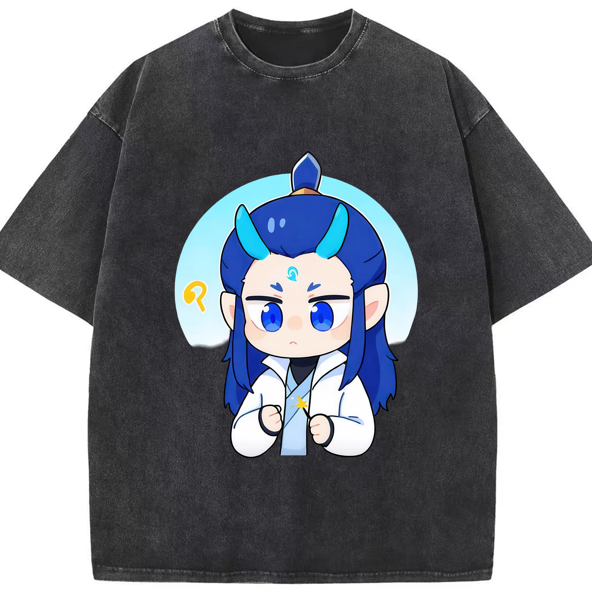 （画像用） Ne Zha 2 ナタ 魔童の大暴れ 綿100% ヴィンテージ風 半袖Tシャツ（フロントプリント）