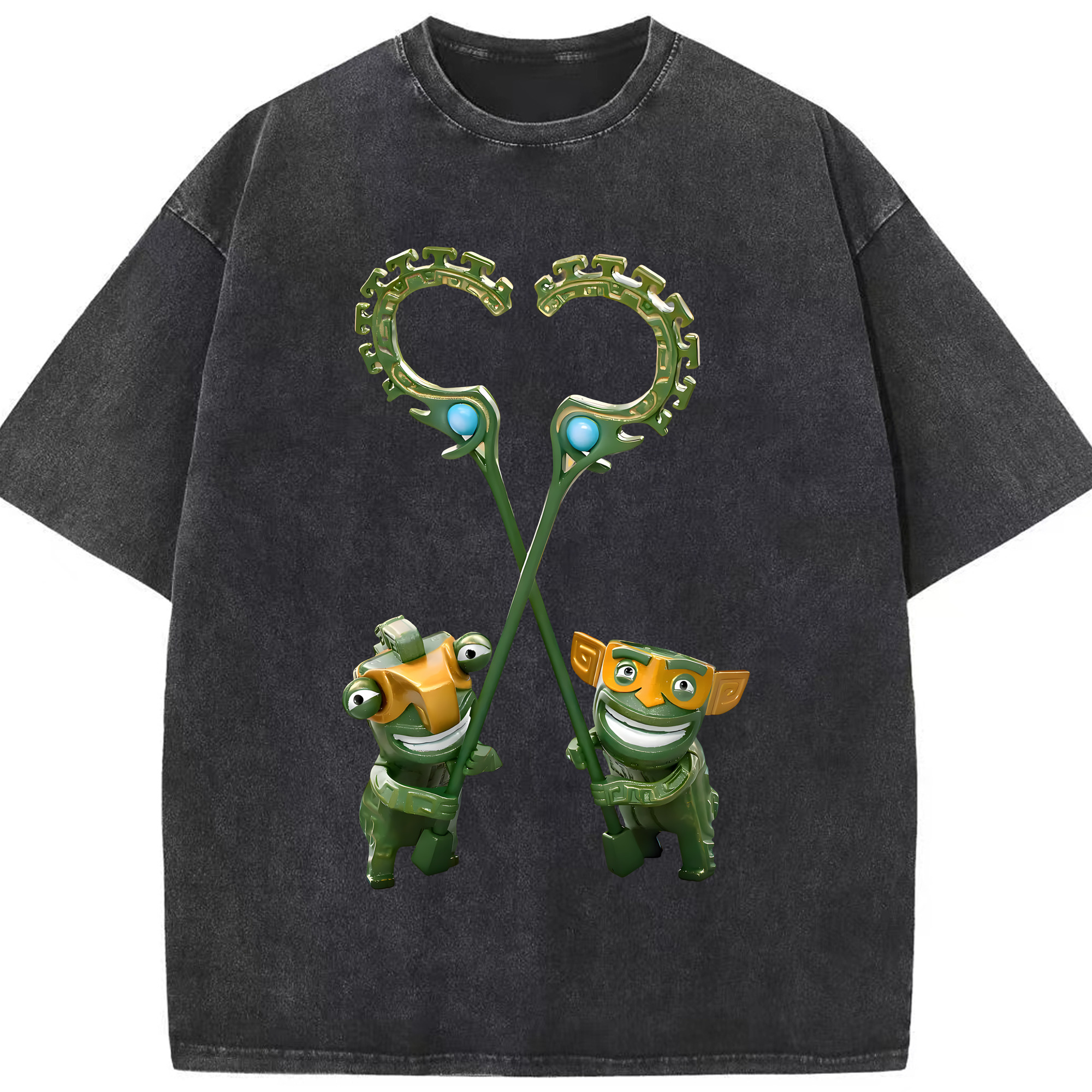 （画像用） Ne Zha 2 ナタ 魔童の大暴れ 綿100% ヴィンテージ風 半袖Tシャツ（フロントプリント）