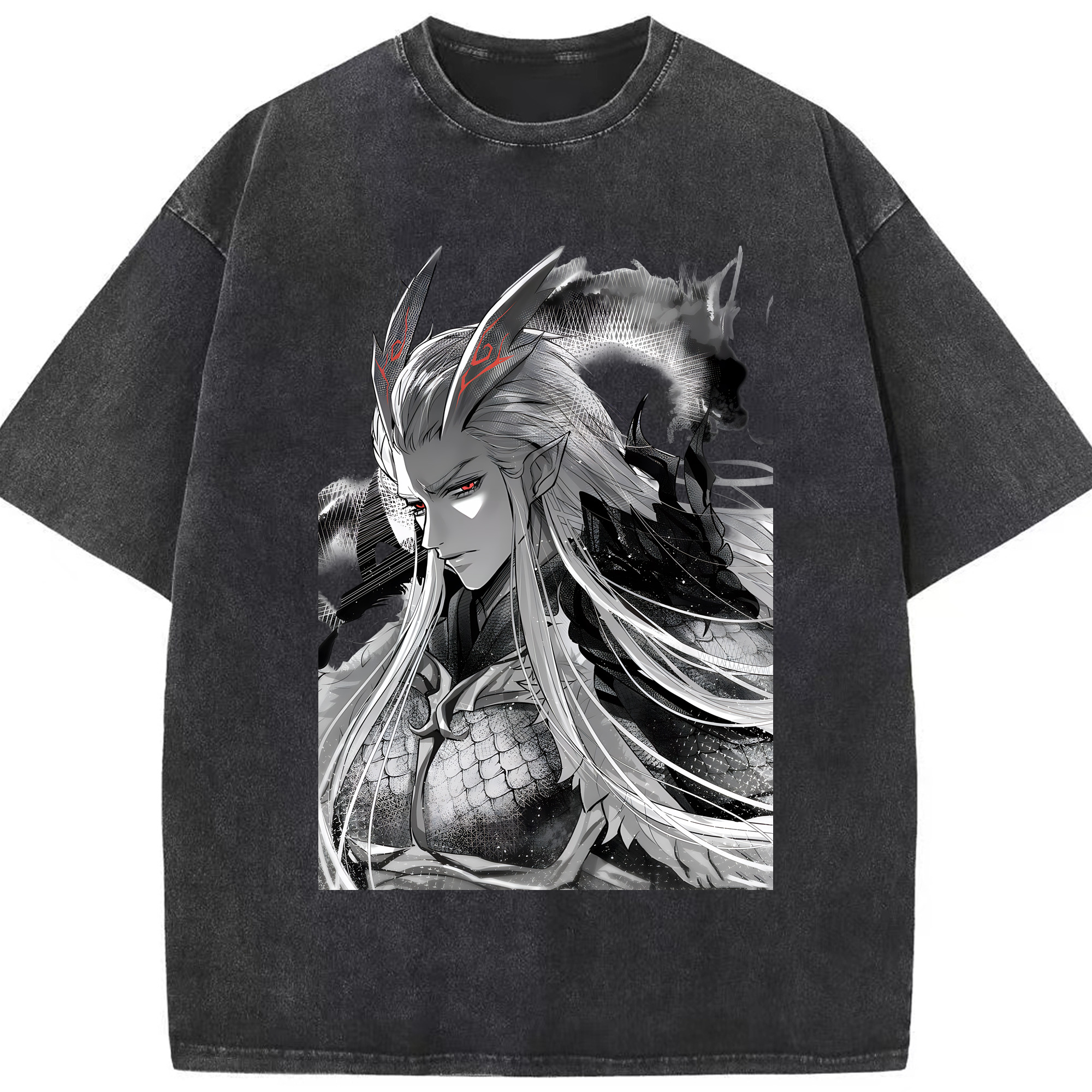 （画像用） Ne Zha 2 ナタ 魔童の大暴れ 綿100% ヴィンテージ風 半袖Tシャツ（フロントプリント）