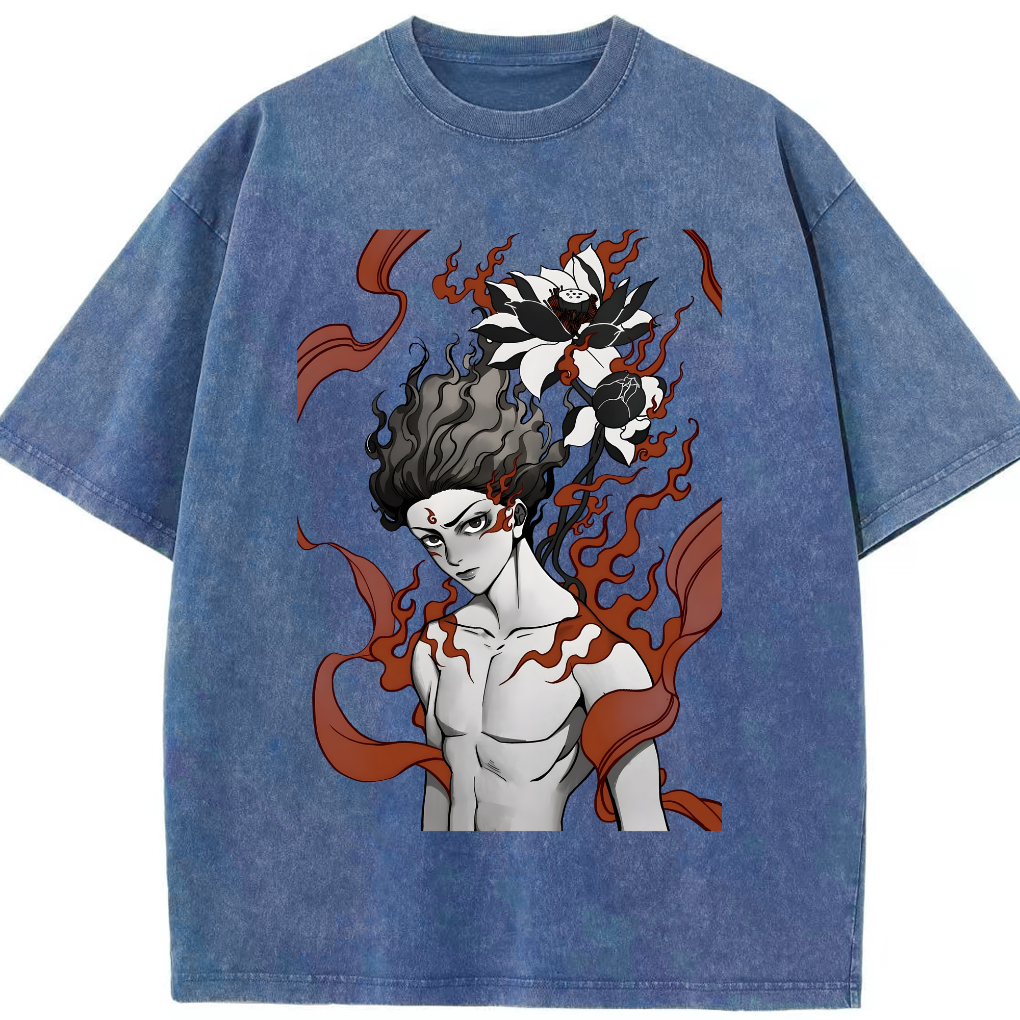 （画像用） Ne Zha 2 ナタ 魔童の大暴れ 綿100% ヴィンテージ風 半袖Tシャツ（フロントプリント）