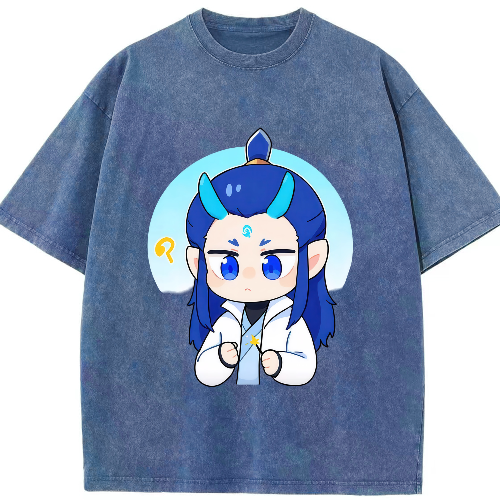 （画像用） Ne Zha 2 ナタ 魔童の大暴れ 綿100% ヴィンテージ風 半袖Tシャツ（フロントプリント）