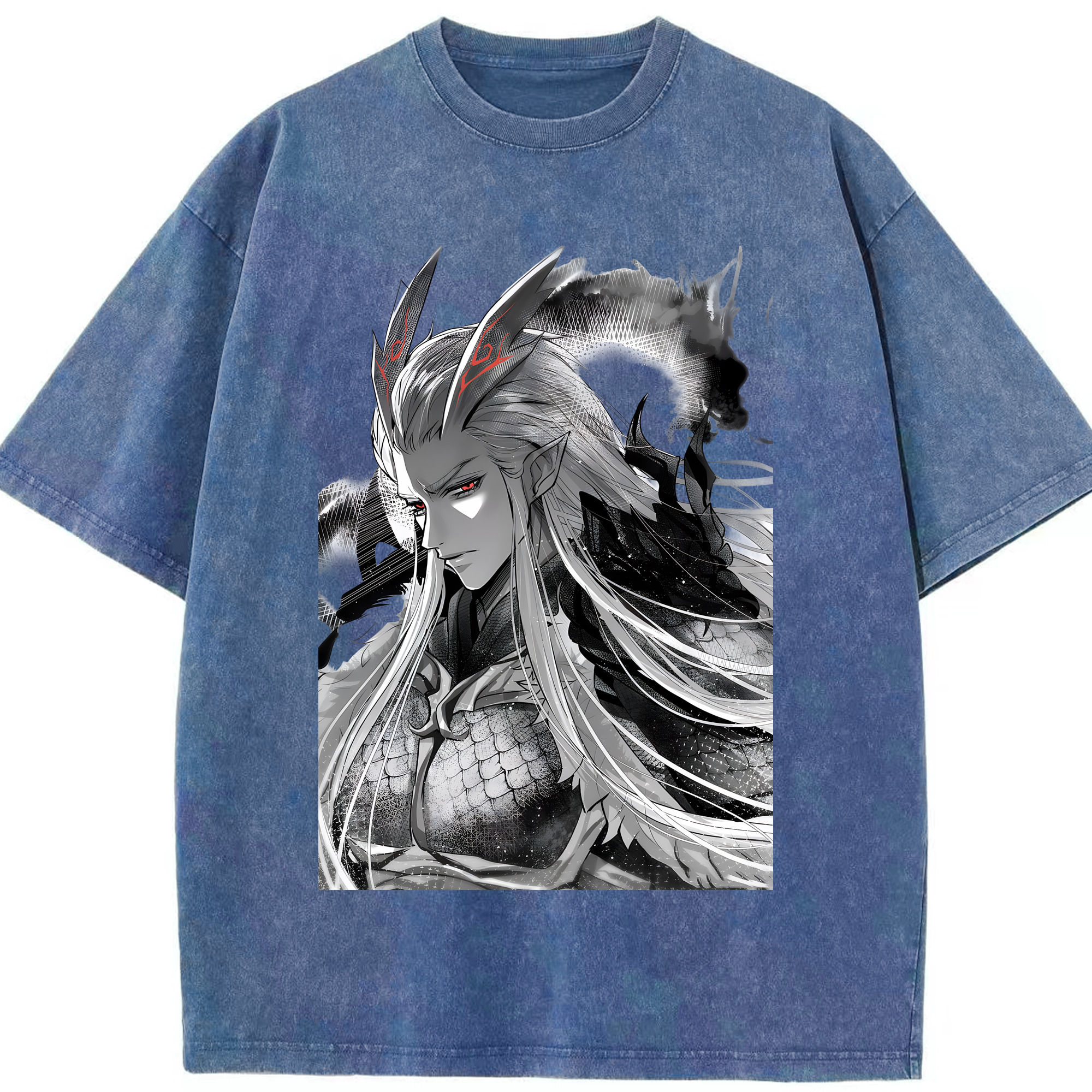 （画像用） Ne Zha 2 ナタ 魔童の大暴れ 綿100% ヴィンテージ風 半袖Tシャツ（フロントプリント）