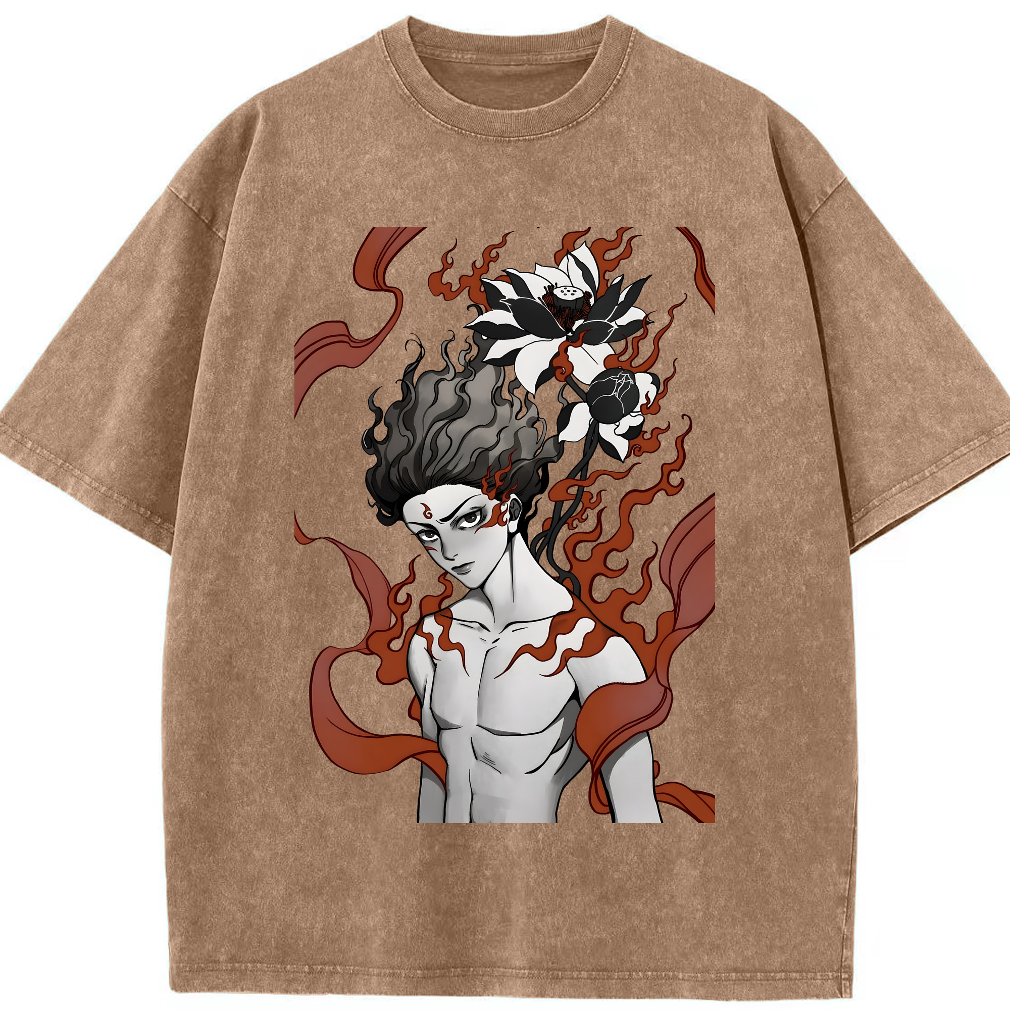 （画像用） Ne Zha 2 ナタ 魔童の大暴れ 綿100% ヴィンテージ風 半袖Tシャツ（フロントプリント）
