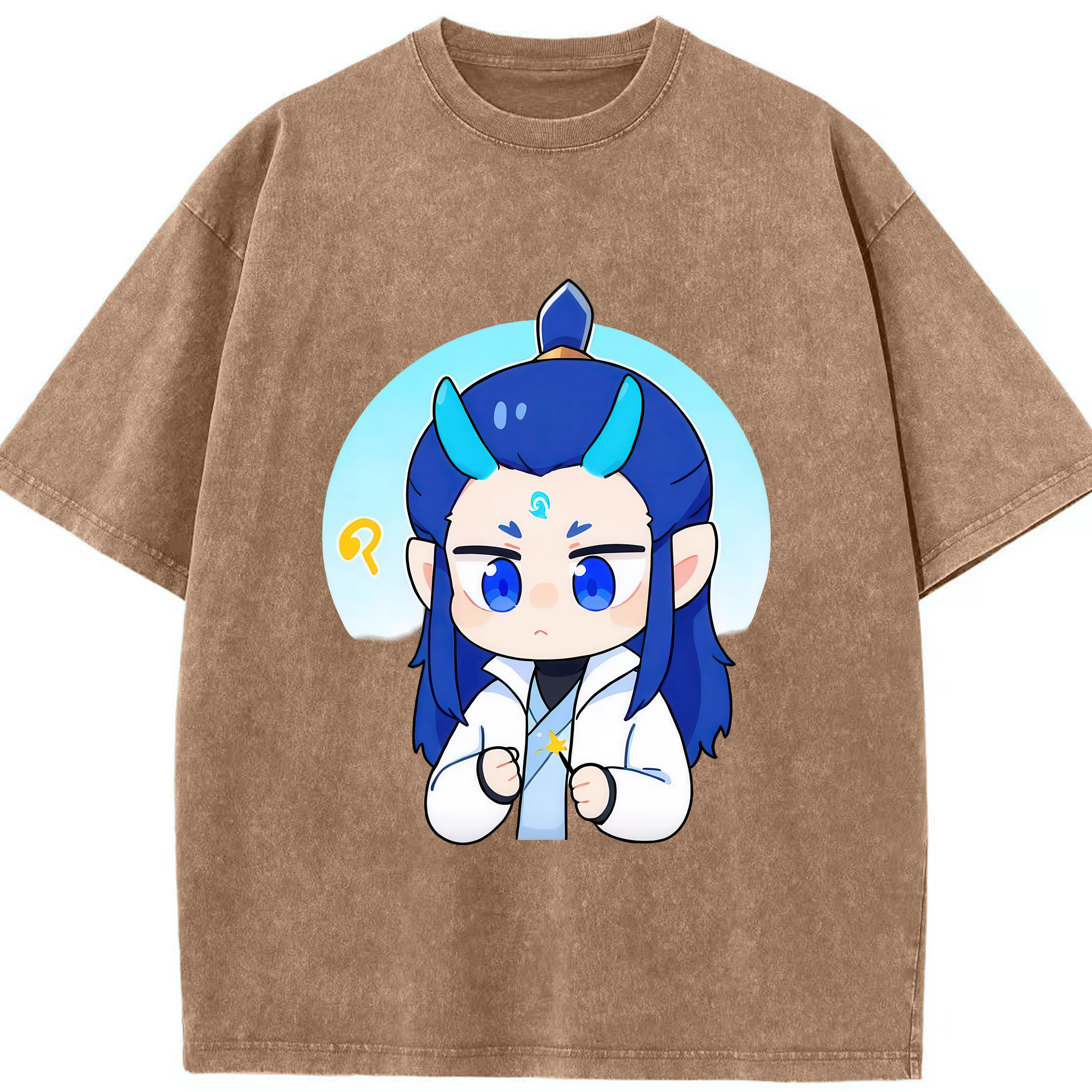 （画像用） Ne Zha 2 ナタ 魔童の大暴れ 綿100% ヴィンテージ風 半袖Tシャツ（フロントプリント）