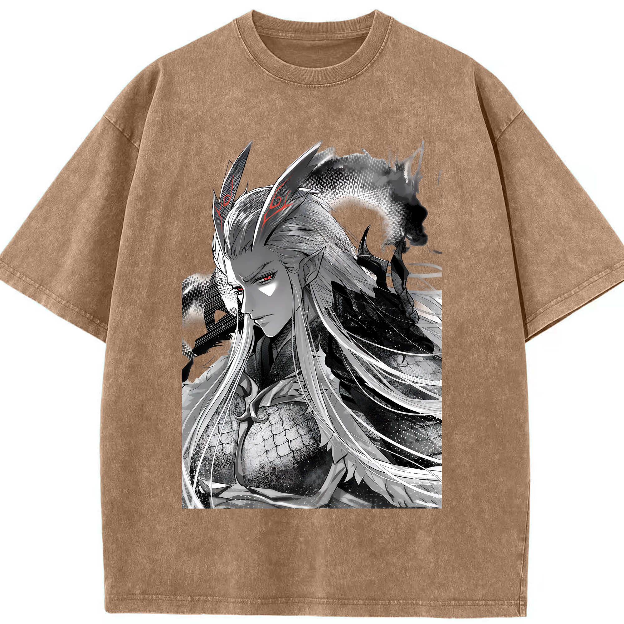 （画像用） Ne Zha 2 ナタ 魔童の大暴れ 綿100% ヴィンテージ風 半袖Tシャツ（フロントプリント）
