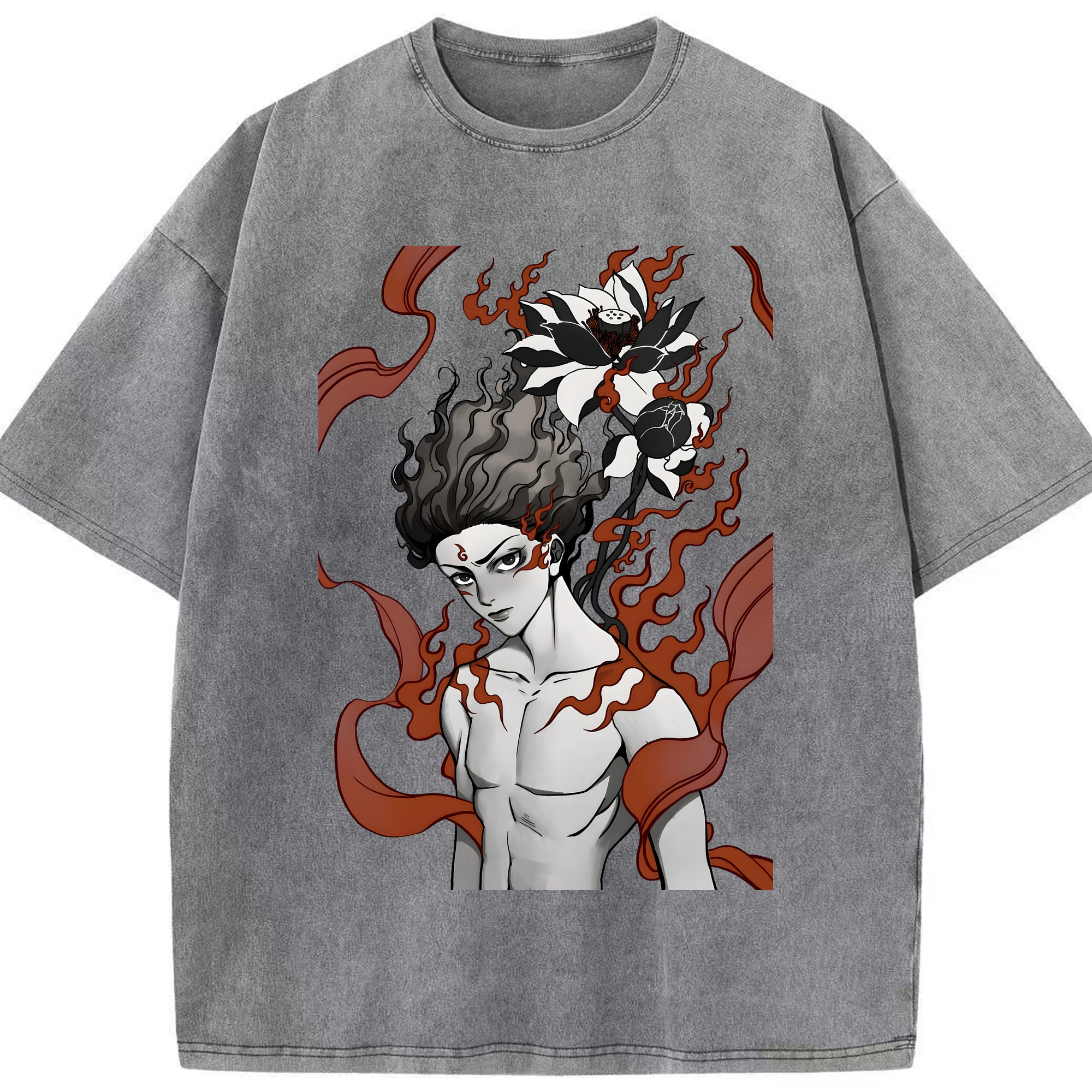 （画像用） Ne Zha 2 ナタ 魔童の大暴れ 綿100% ヴィンテージ風 半袖Tシャツ（フロントプリント）