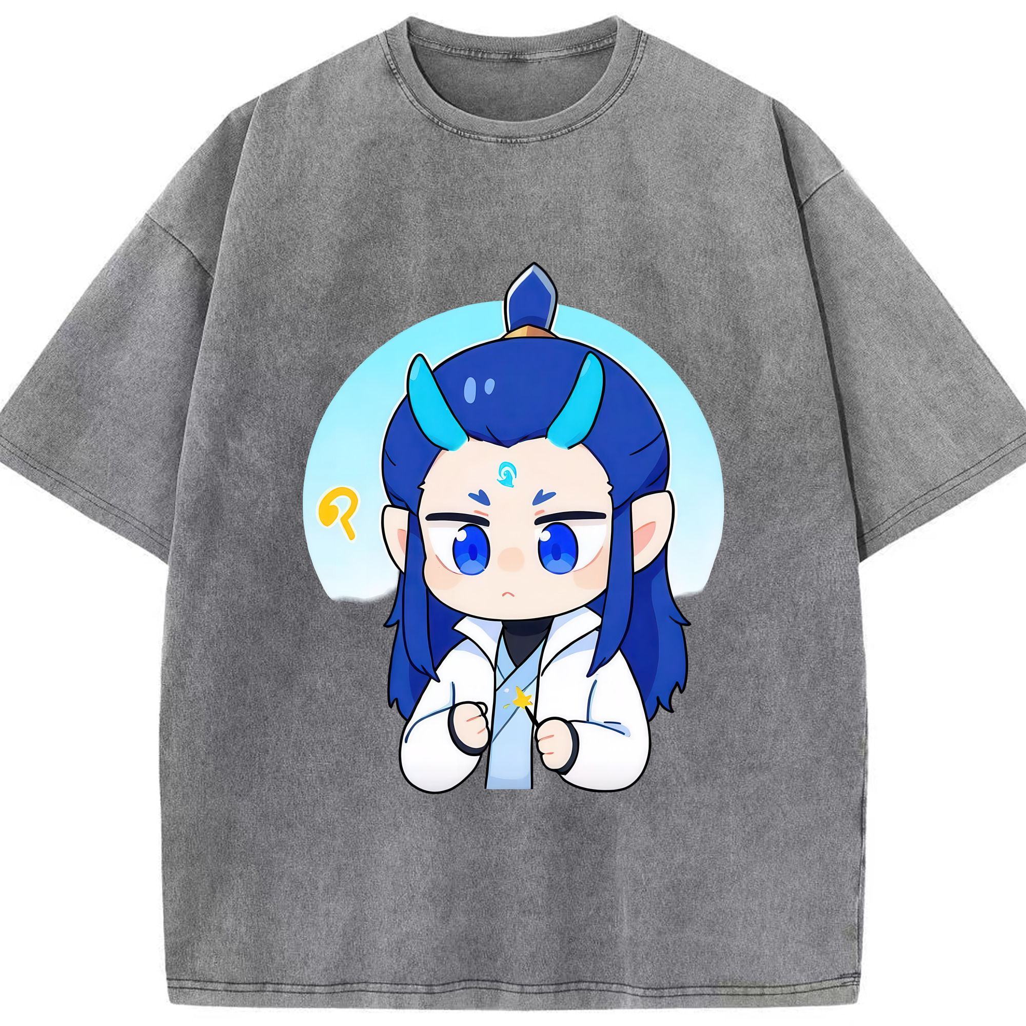 （画像用） Ne Zha 2 ナタ 魔童の大暴れ 綿100% ヴィンテージ風 半袖Tシャツ（フロントプリント）