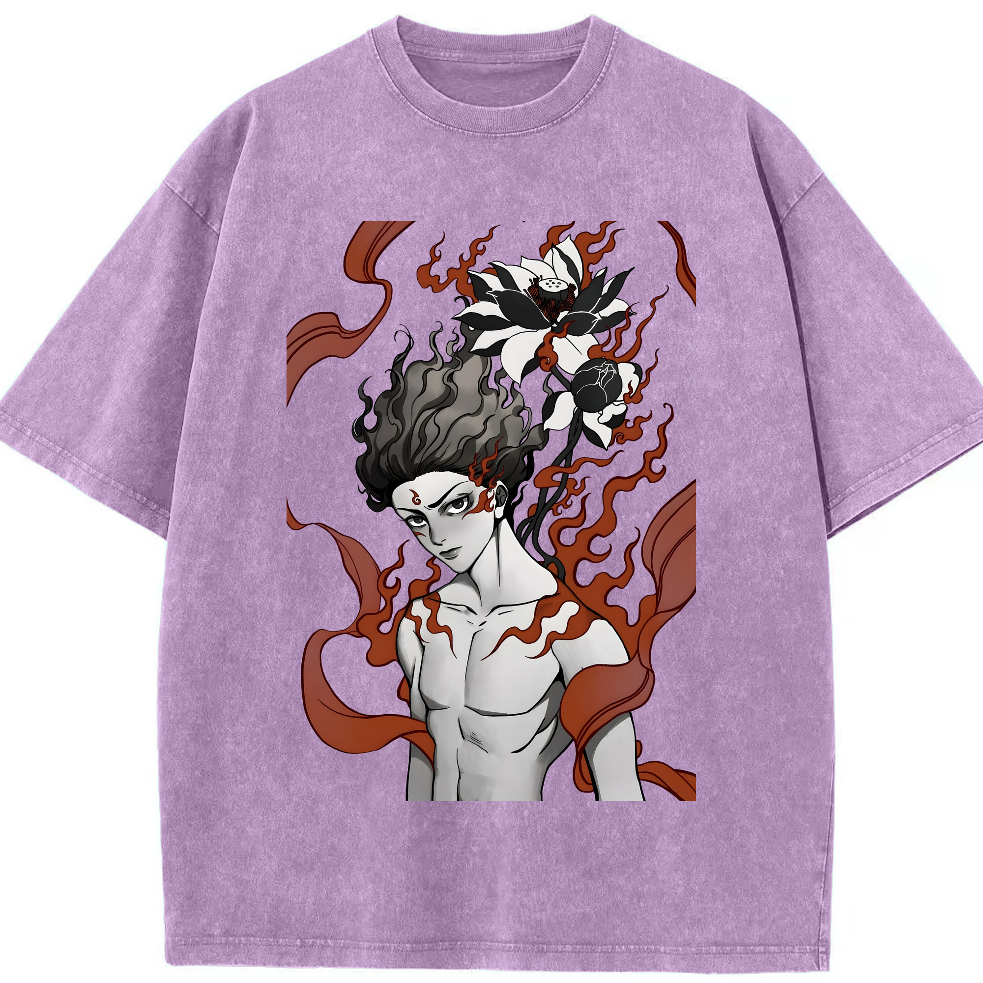 （画像用） Ne Zha 2 ナタ 魔童の大暴れ 綿100% ヴィンテージ風 半袖Tシャツ（フロントプリント）