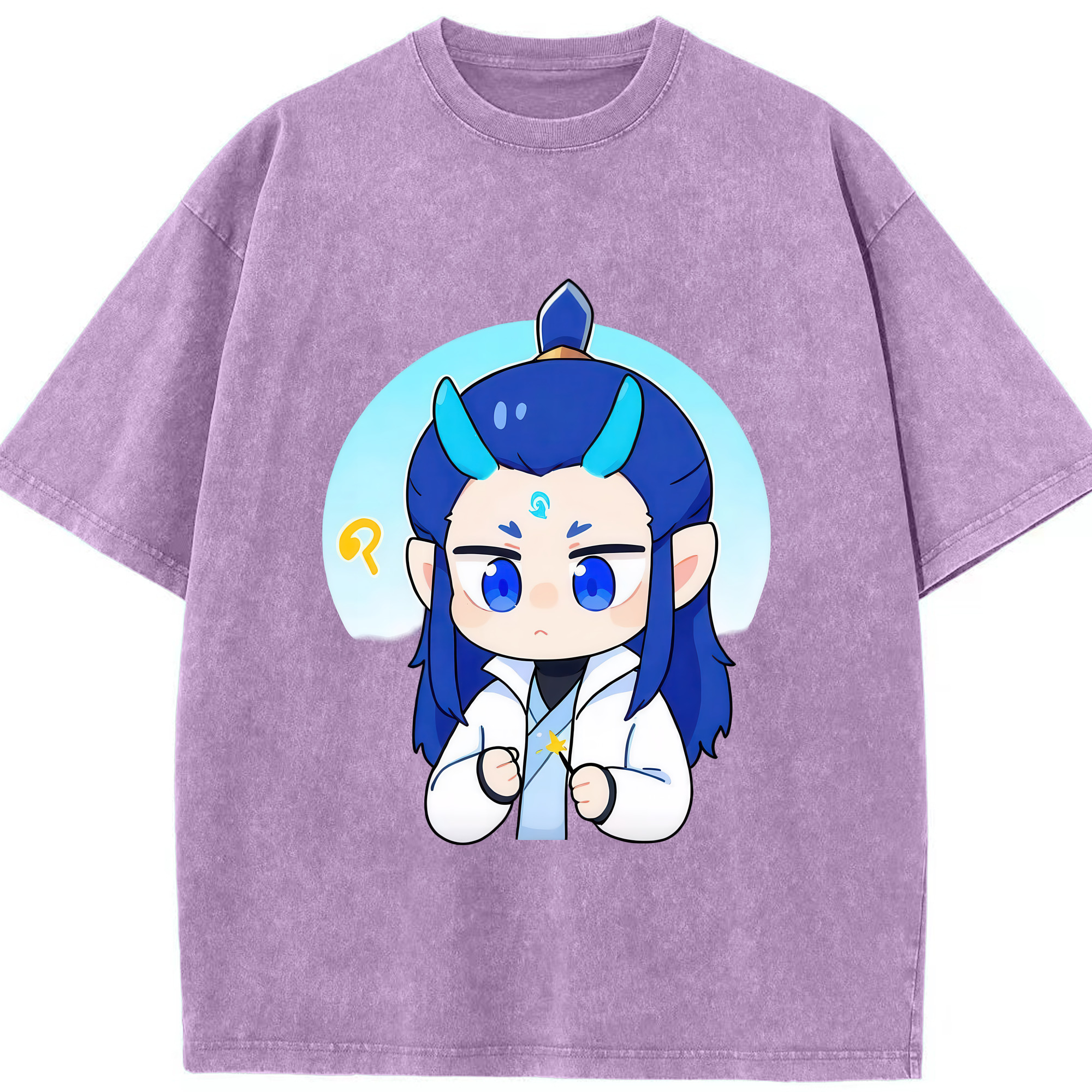 （画像用） Ne Zha 2 ナタ 魔童の大暴れ 綿100% ヴィンテージ風 半袖Tシャツ（フロントプリント）