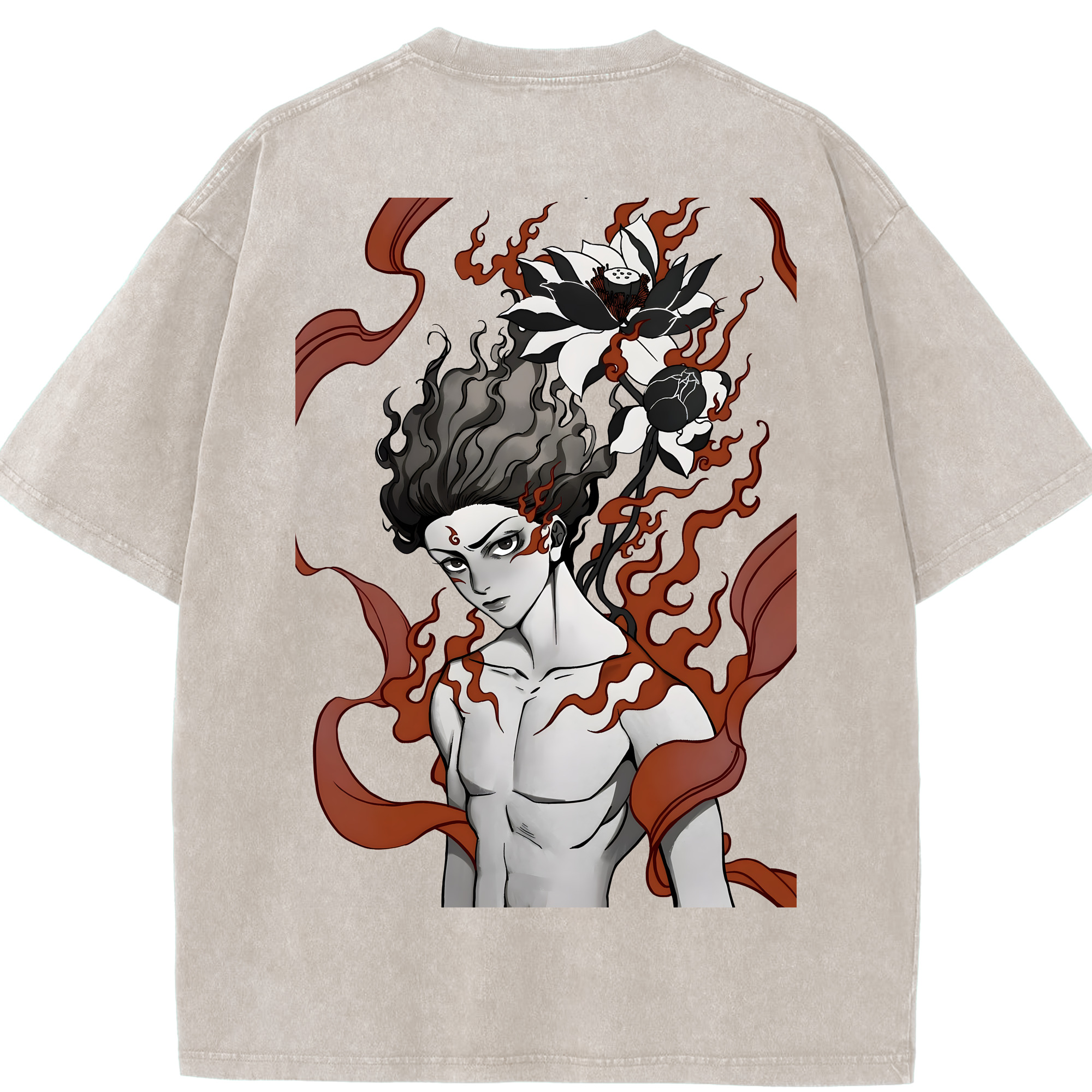 （画像用） Ne Zha 2 ナタ 魔童の大暴れ 綿100% ヴィンテージ風 半袖Tシャツ（背面プリント）