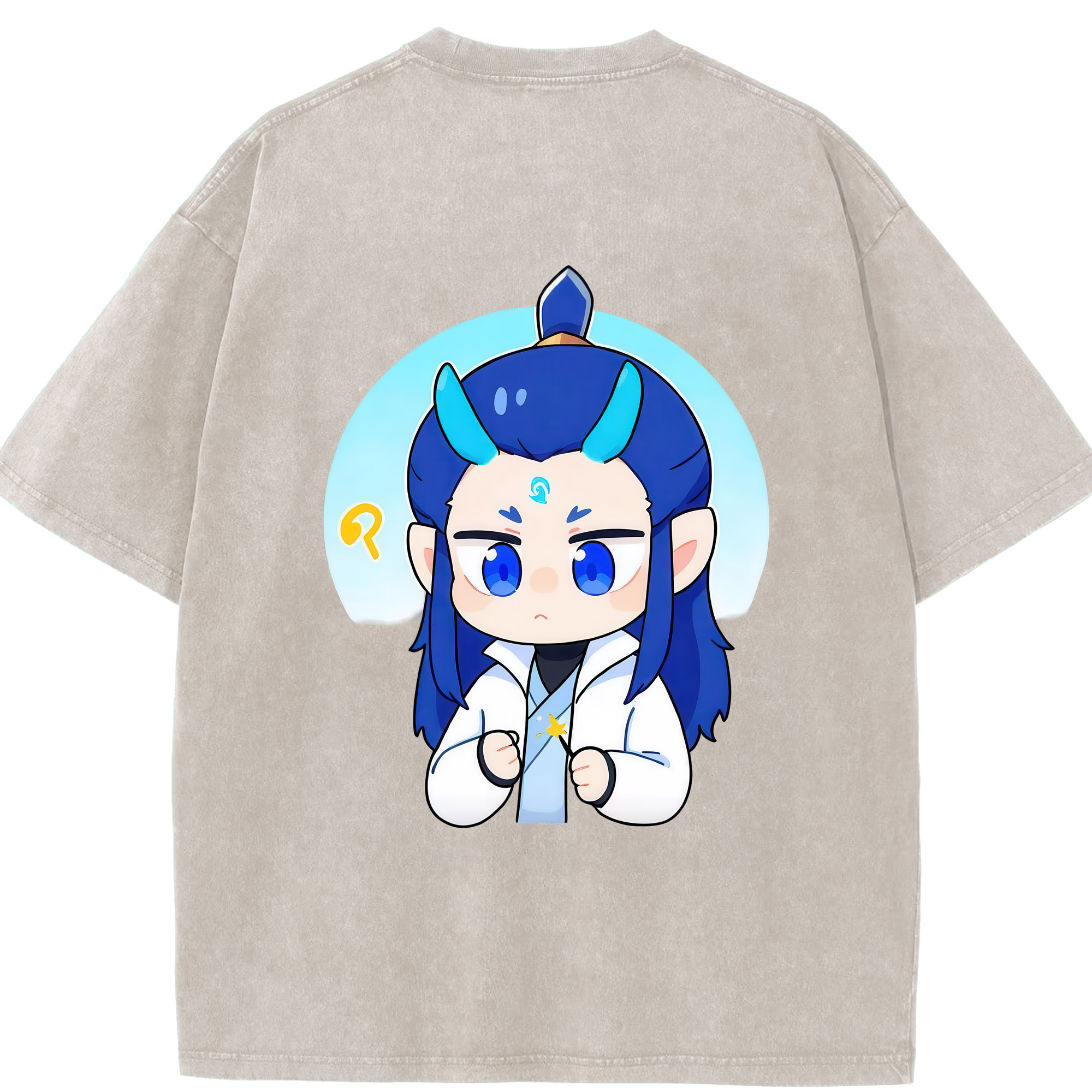 （画像用） Ne Zha 2 ナタ 魔童の大暴れ 綿100% ヴィンテージ風 半袖Tシャツ（背面プリント）