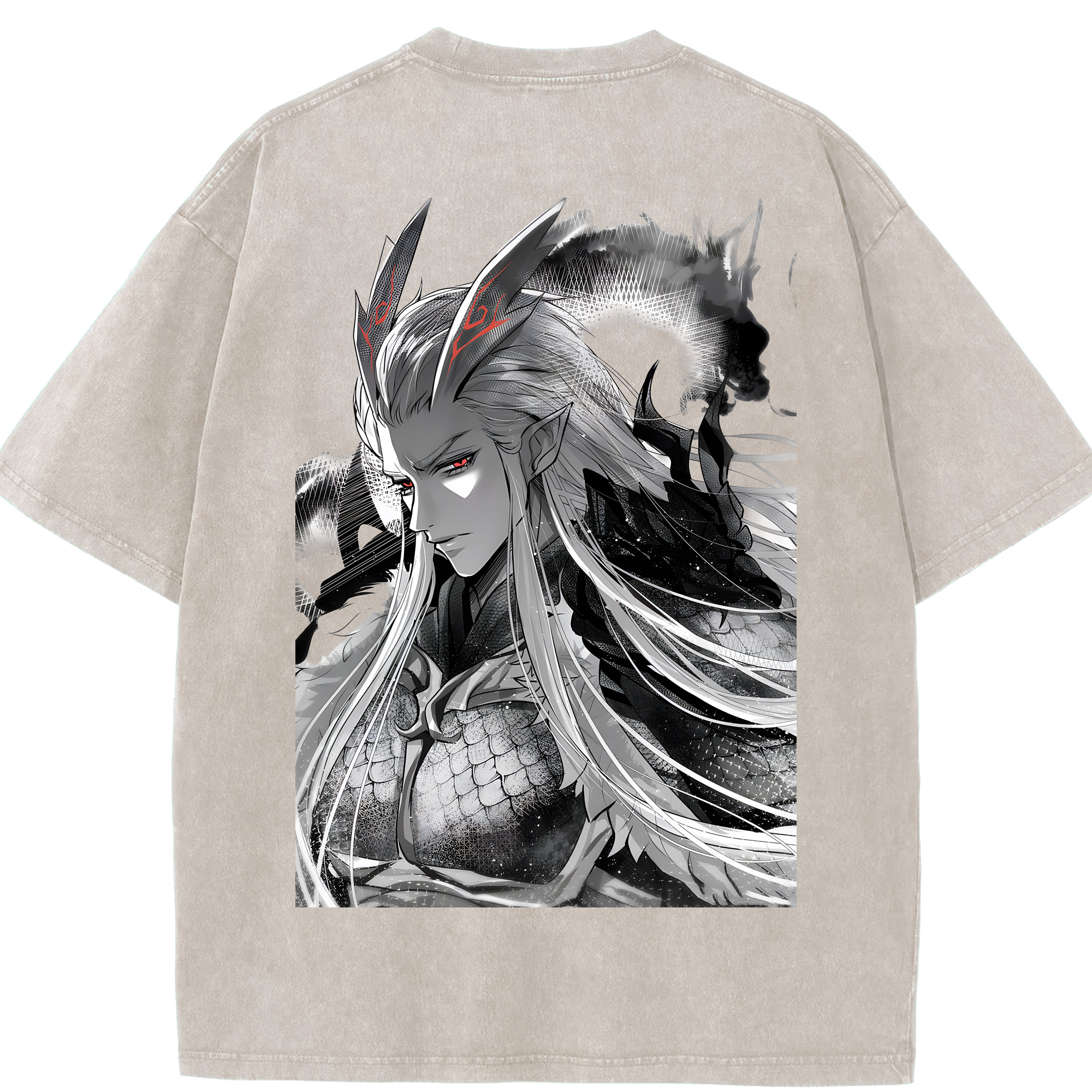 （画像用） Ne Zha 2 ナタ 魔童の大暴れ 綿100% ヴィンテージ風 半袖Tシャツ（背面プリント）