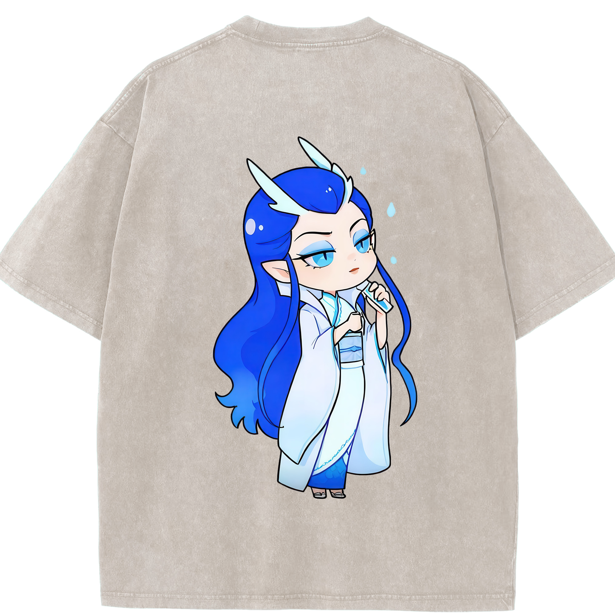 （画像用） Ne Zha 2 ナタ 魔童の大暴れ 綿100% ヴィンテージ風 半袖Tシャツ（背面プリント）
