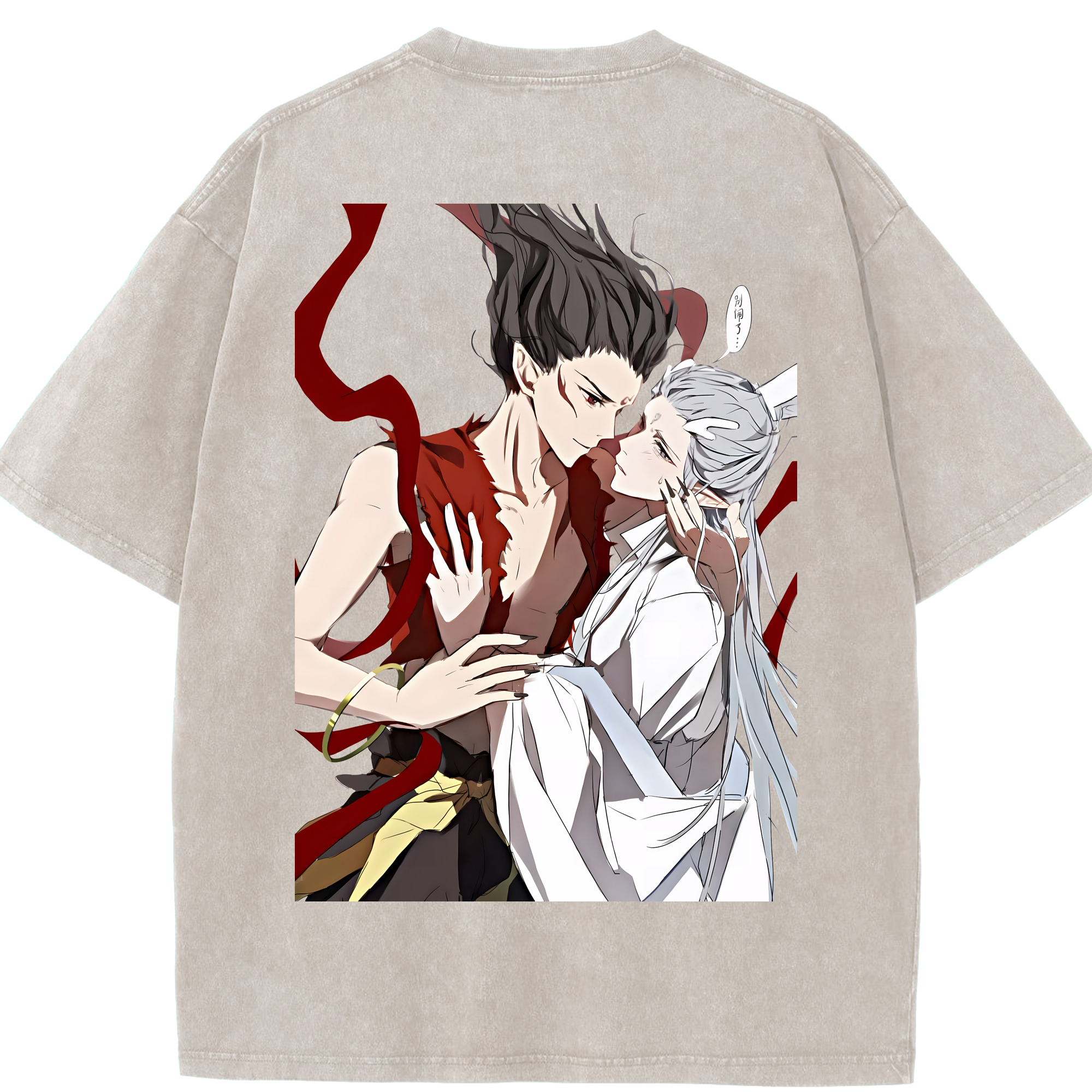 （画像用） Ne Zha 2 ナタ 魔童の大暴れ 綿100% ヴィンテージ風 半袖Tシャツ（背面プリント）