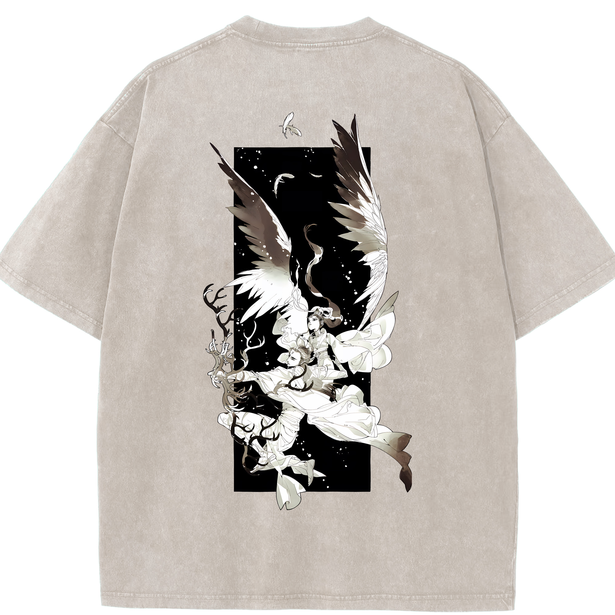 （画像用） Ne Zha 2 ナタ 魔童の大暴れ 綿100% ヴィンテージ風 半袖Tシャツ（背面プリント）