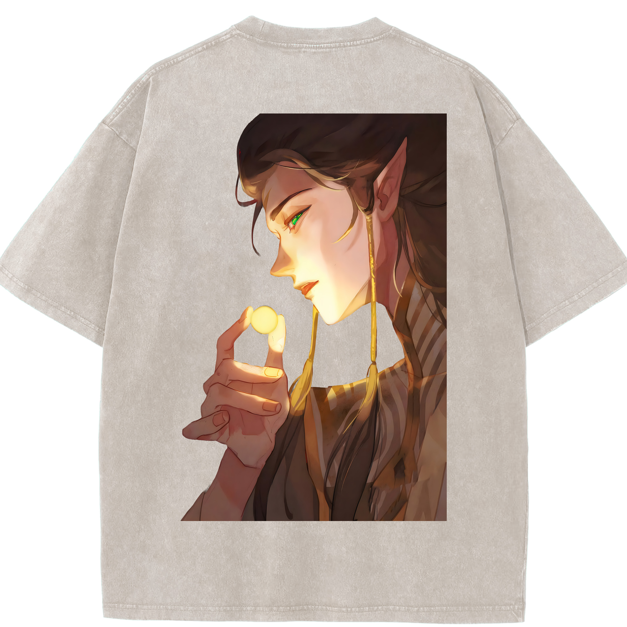 （画像用） Ne Zha 2 ナタ 魔童の大暴れ 綿100% ヴィンテージ風 半袖Tシャツ（背面プリント）
