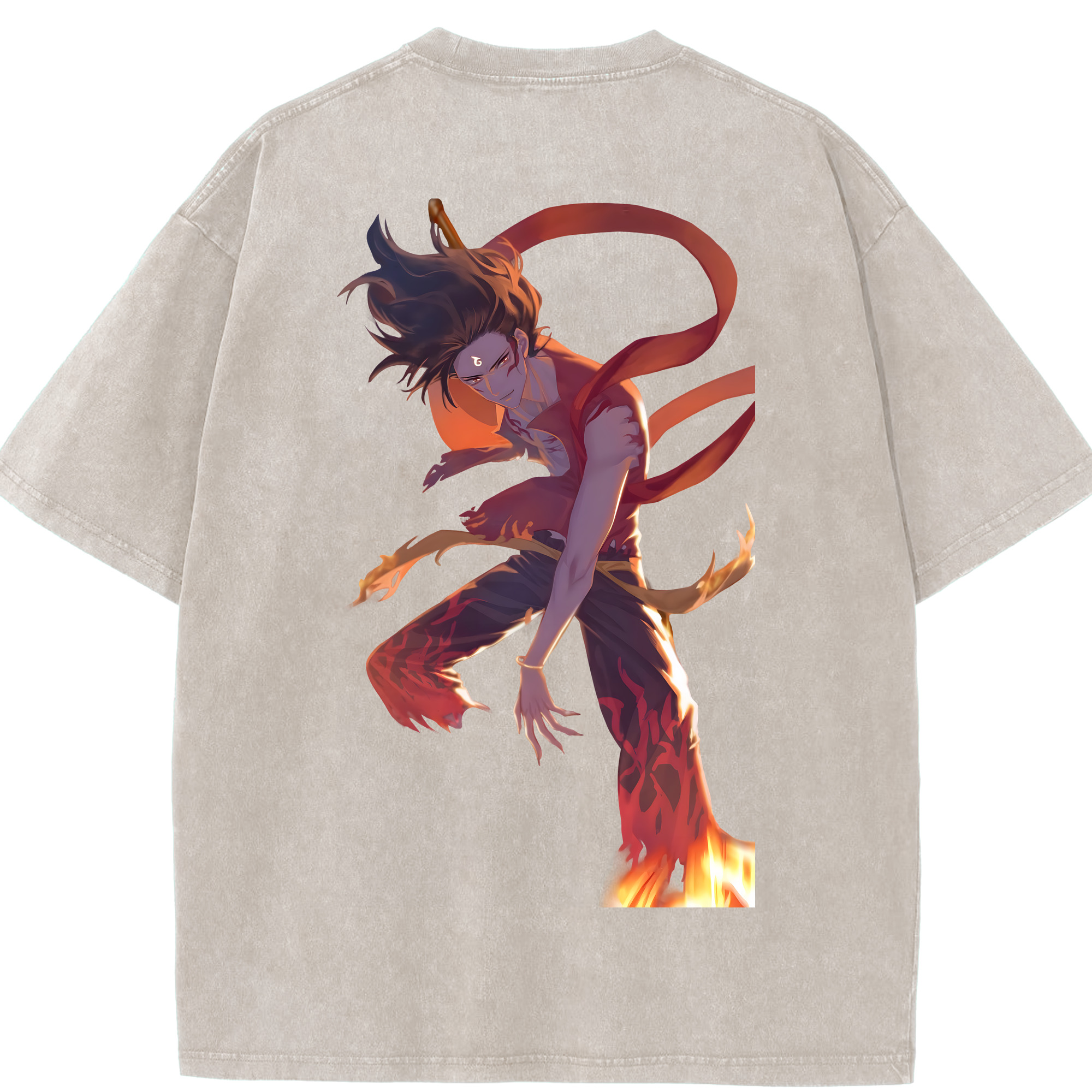 （画像用） Ne Zha 2 ナタ 魔童の大暴れ 綿100% ヴィンテージ風 半袖Tシャツ（背面プリント）