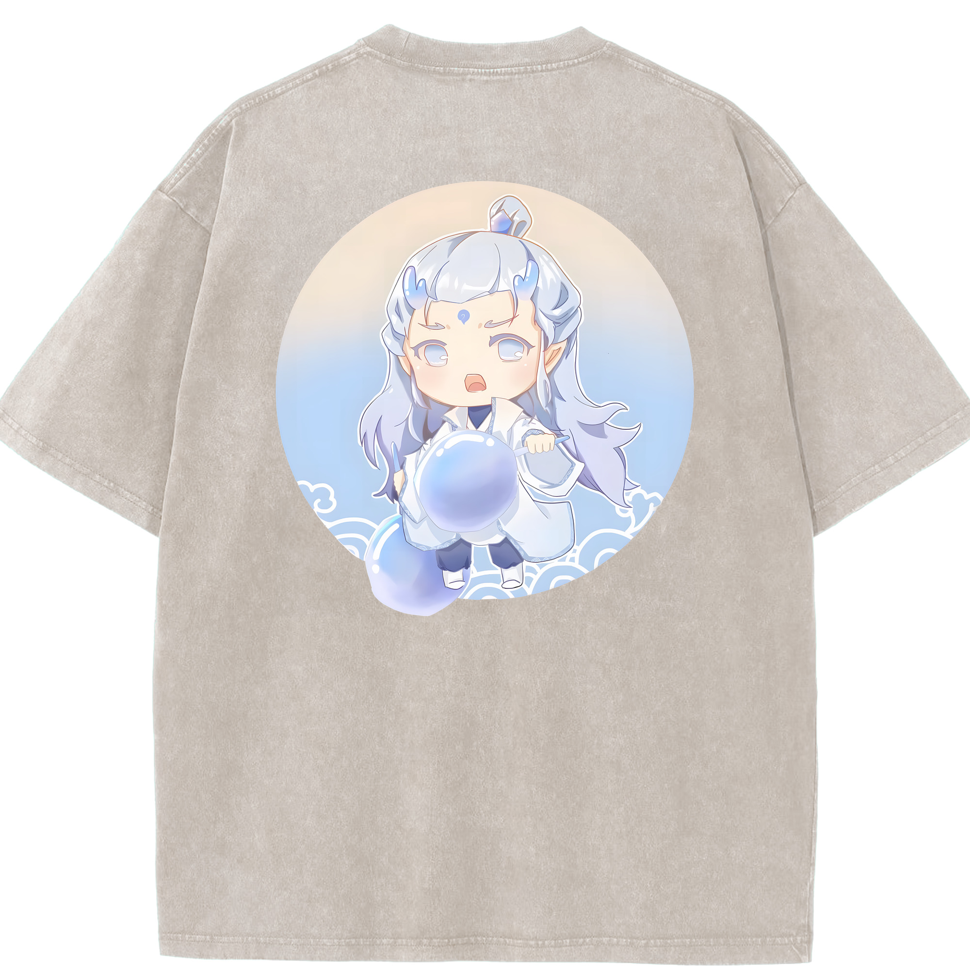 （画像用） Ne Zha 2 ナタ 魔童の大暴れ 綿100% ヴィンテージ風 半袖Tシャツ（背面プリント）