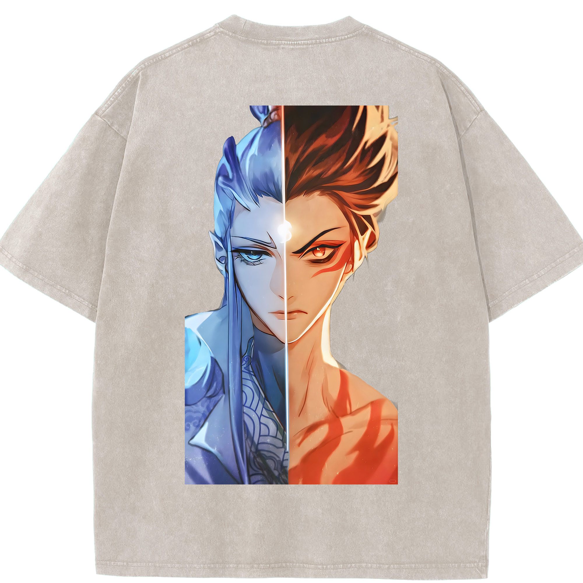 （画像用） Ne Zha 2 ナタ 魔童の大暴れ 綿100% ヴィンテージ風 半袖Tシャツ（背面プリント）