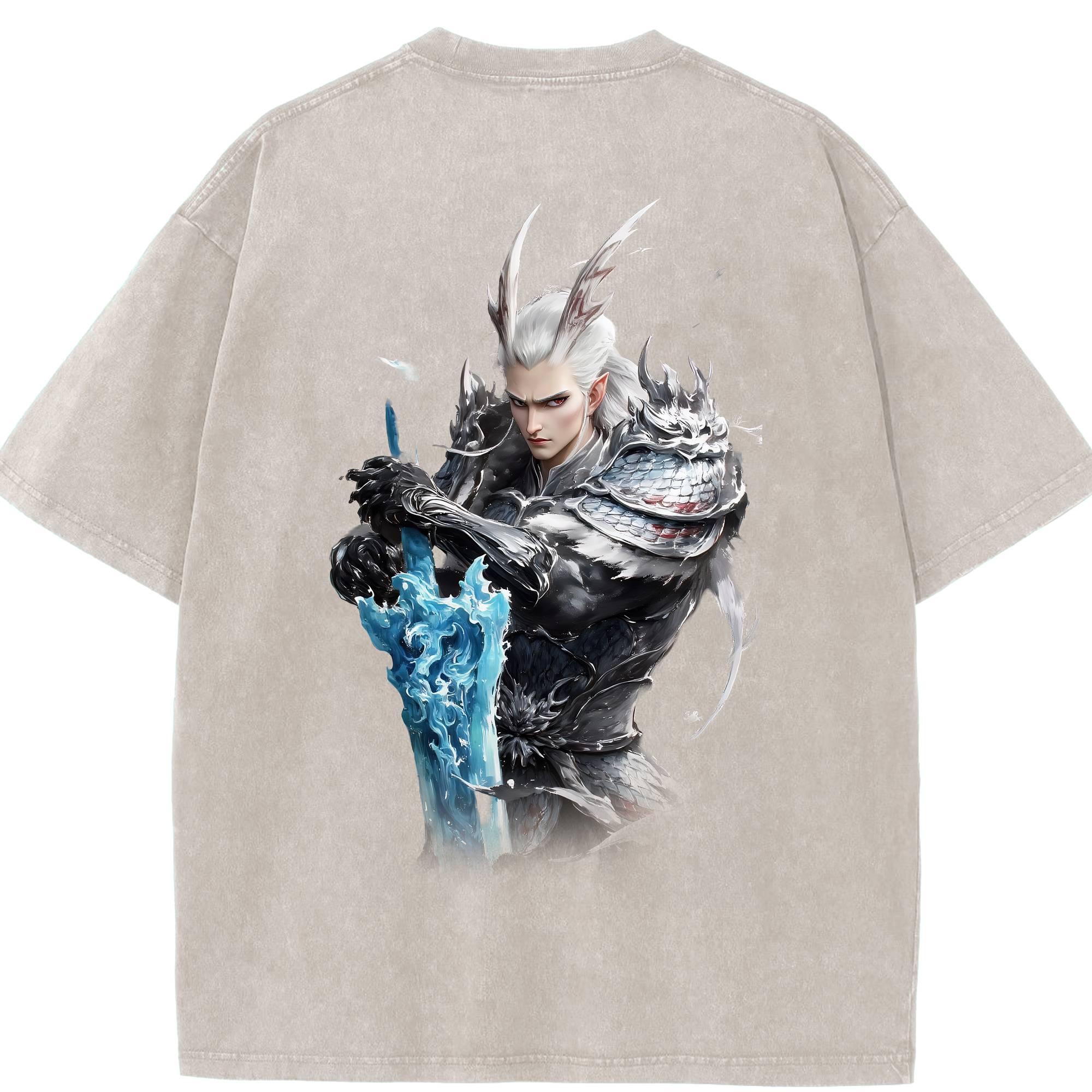 （画像用） Ne Zha 2 ナタ 魔童の大暴れ 綿100% ヴィンテージ風 半袖Tシャツ（背面プリント）