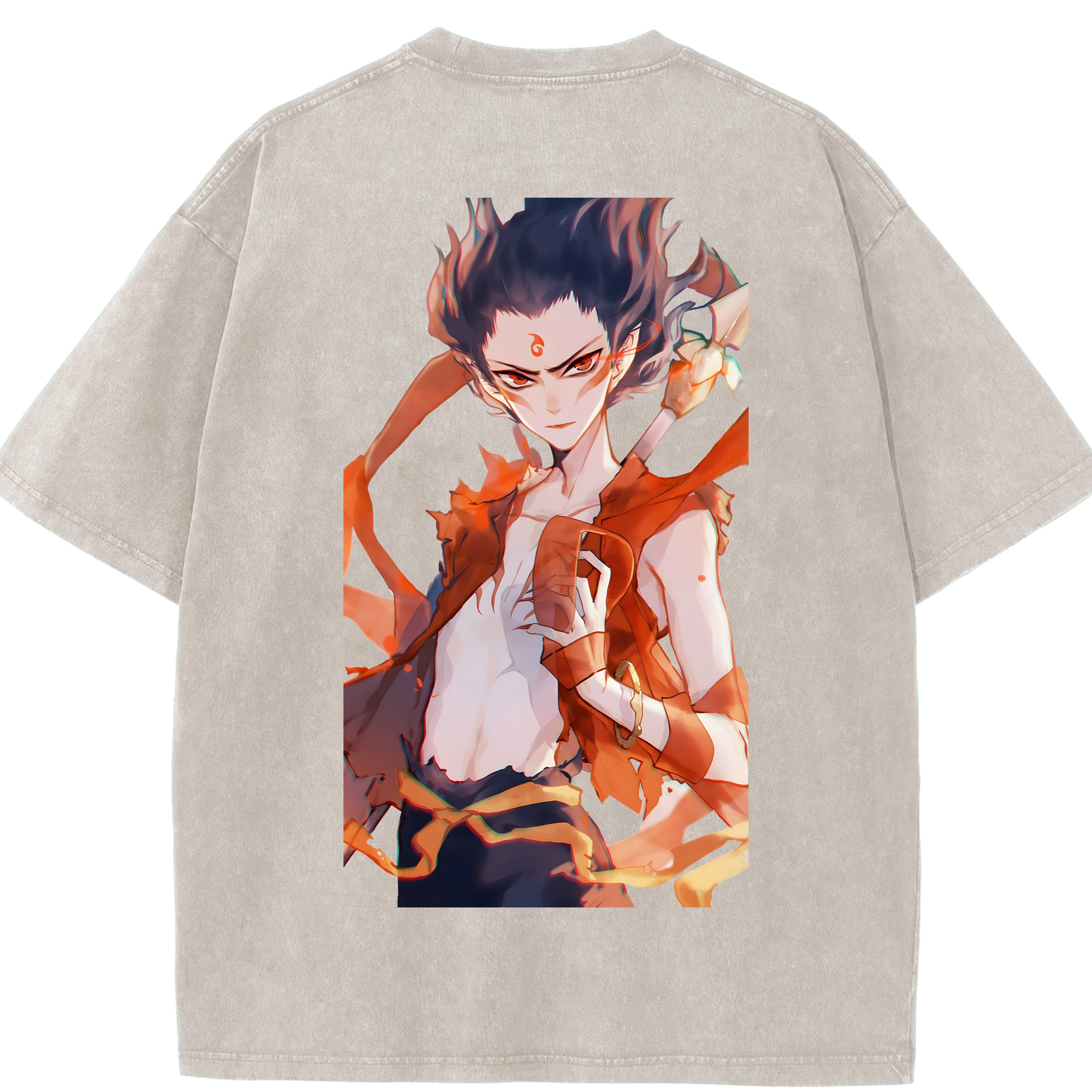 （画像用） Ne Zha 2 ナタ 魔童の大暴れ 綿100% ヴィンテージ風 半袖Tシャツ（背面プリント）