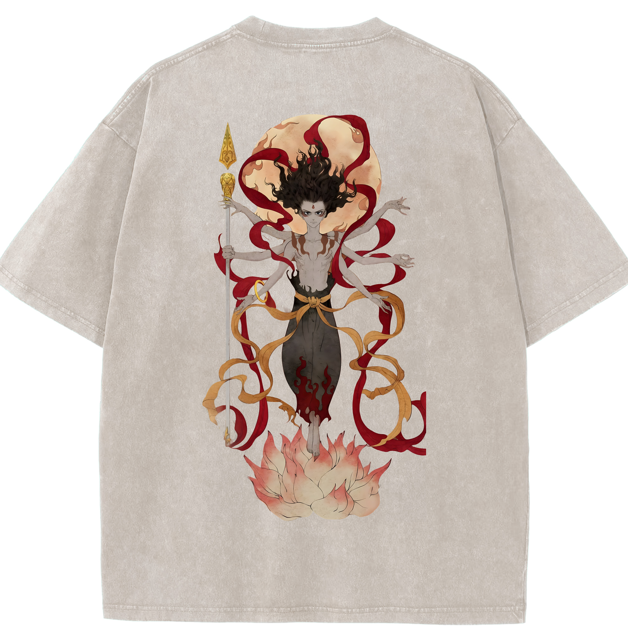 （画像用） Ne Zha 2 ナタ 魔童の大暴れ 綿100% ヴィンテージ風 半袖Tシャツ（背面プリント）