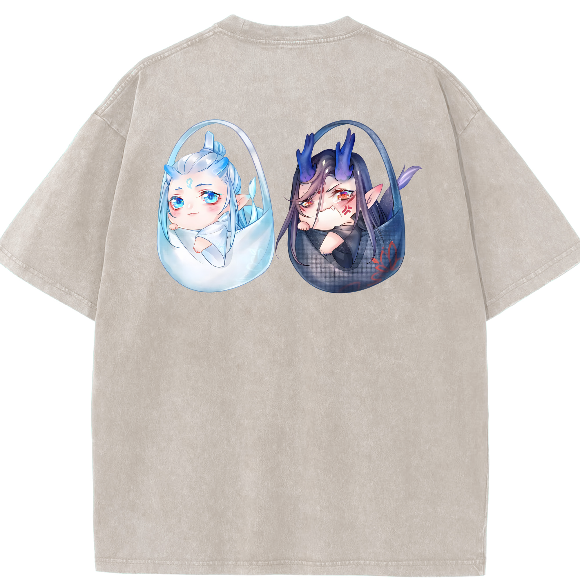 （画像用） Ne Zha 2 ナタ 魔童の大暴れ 綿100% ヴィンテージ風 半袖Tシャツ（背面プリント）