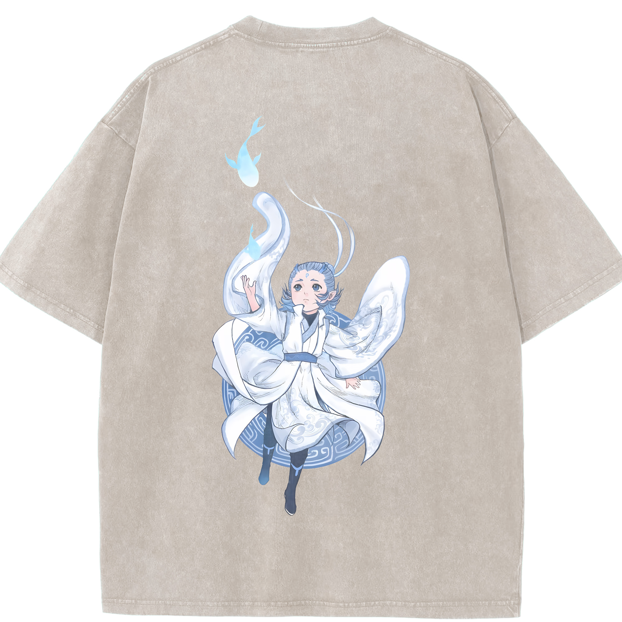 （画像用） Ne Zha 2 ナタ 魔童の大暴れ 綿100% ヴィンテージ風 半袖Tシャツ（背面プリント）