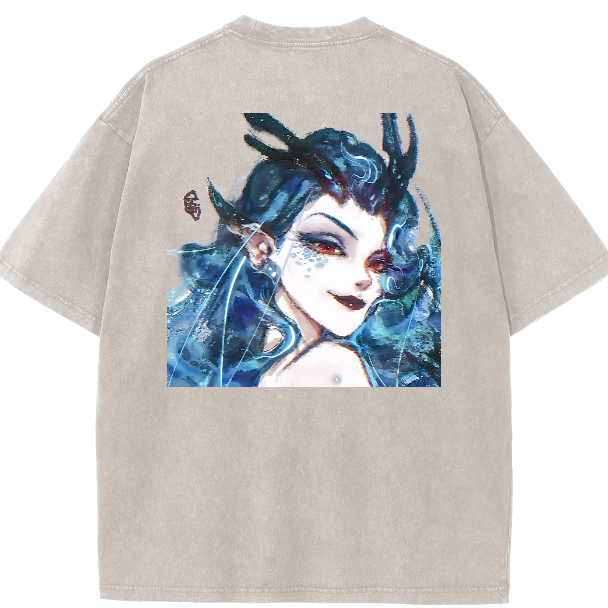 （画像用） Ne Zha 2 ナタ 魔童の大暴れ 綿100% ヴィンテージ風 半袖Tシャツ（背面プリント）