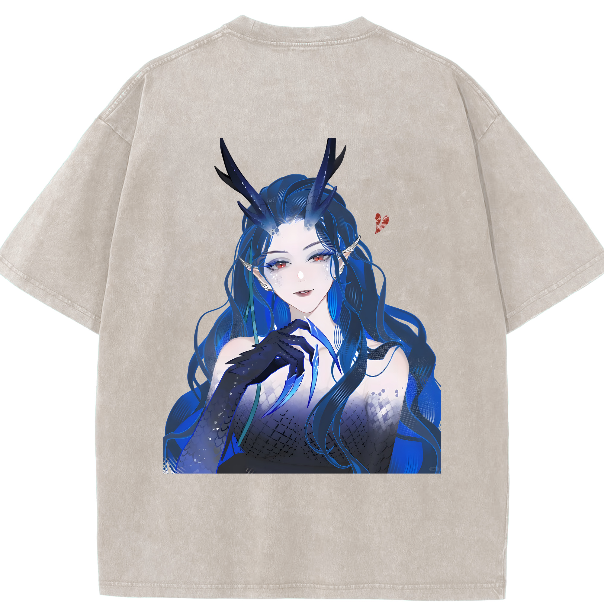 （画像用） Ne Zha 2 ナタ 魔童の大暴れ 綿100% ヴィンテージ風 半袖Tシャツ（背面プリント）