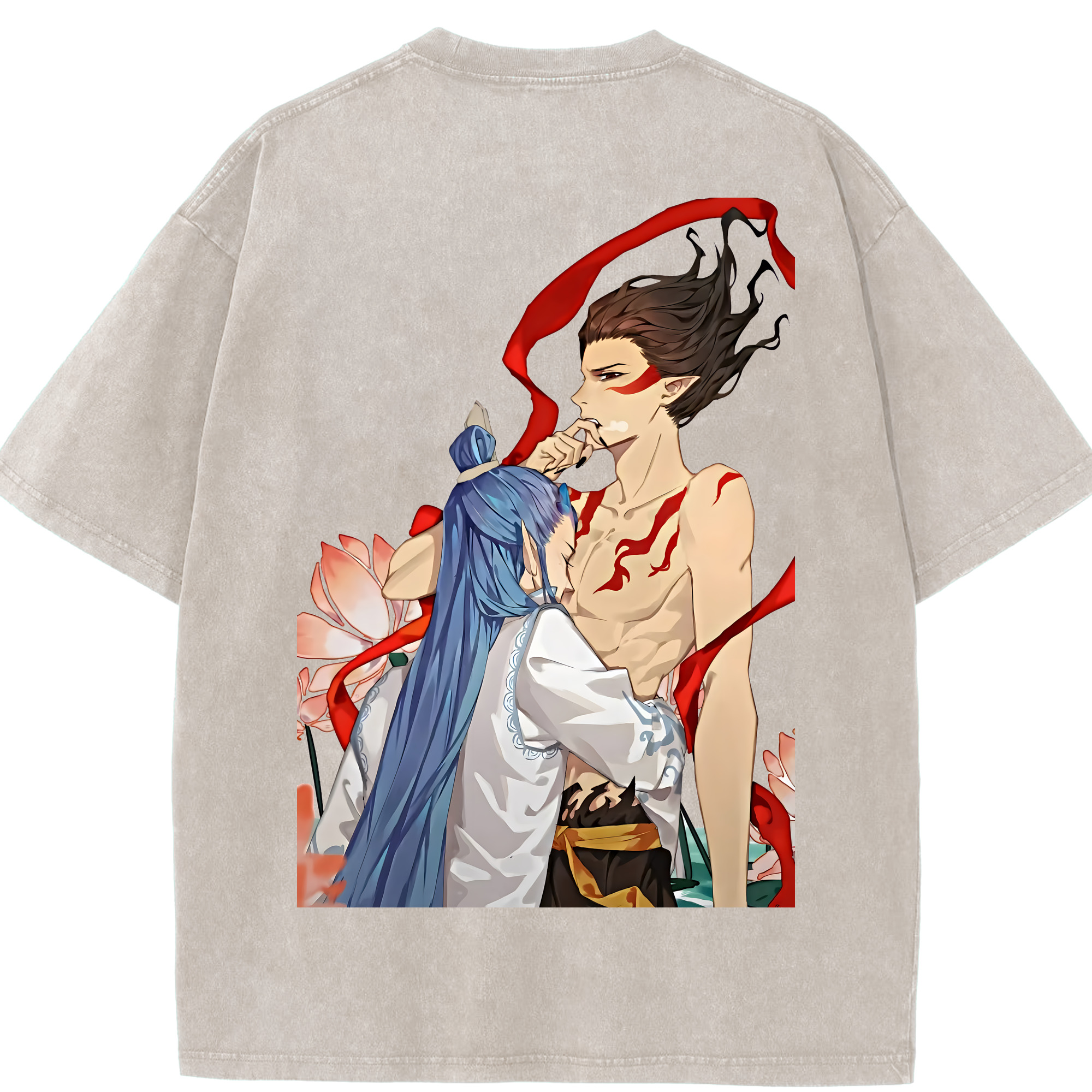 （画像用） Ne Zha 2 ナタ 魔童の大暴れ 綿100% ヴィンテージ風 半袖Tシャツ（背面プリント）