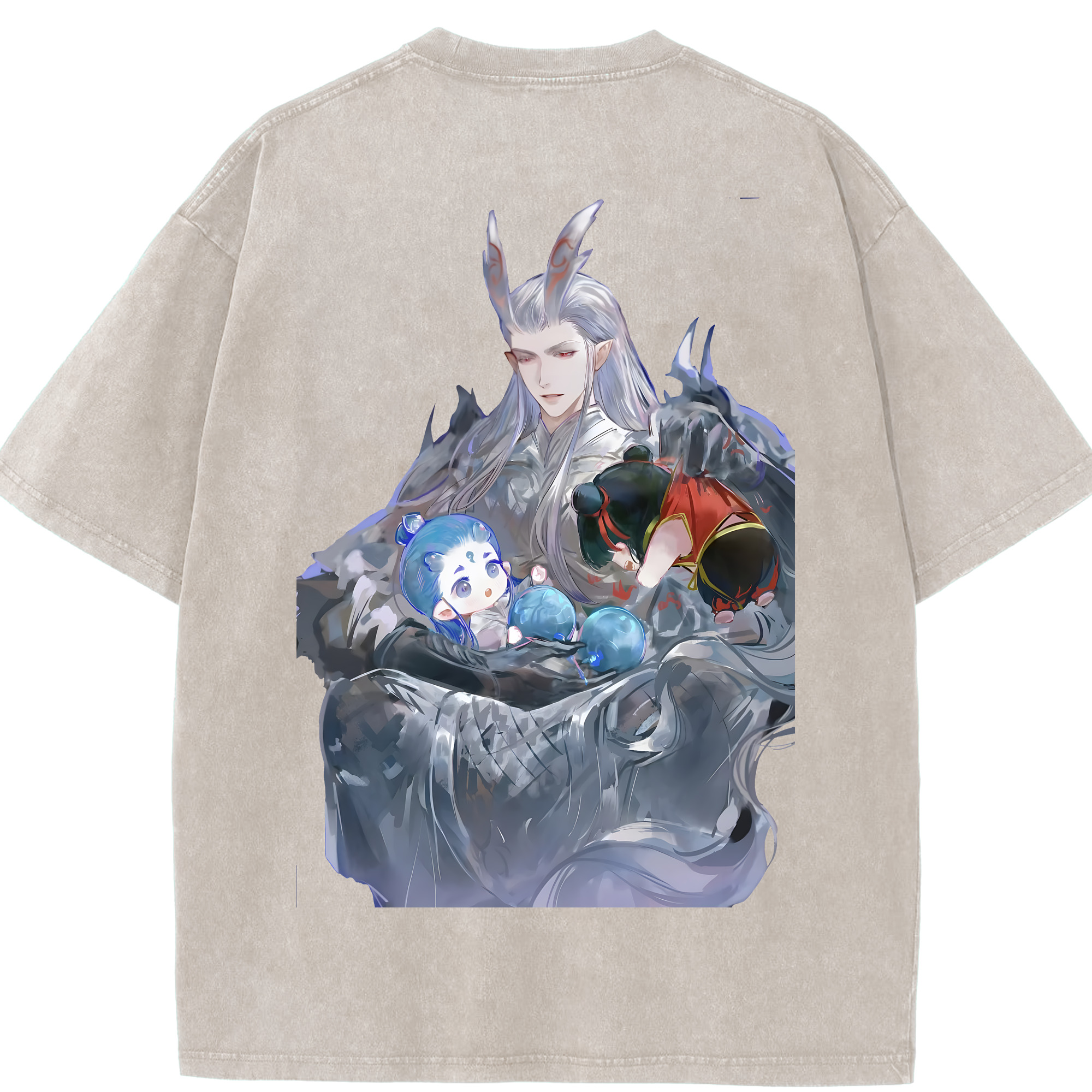 （画像用） Ne Zha 2 ナタ 魔童の大暴れ 綿100% ヴィンテージ風 半袖Tシャツ（背面プリント）