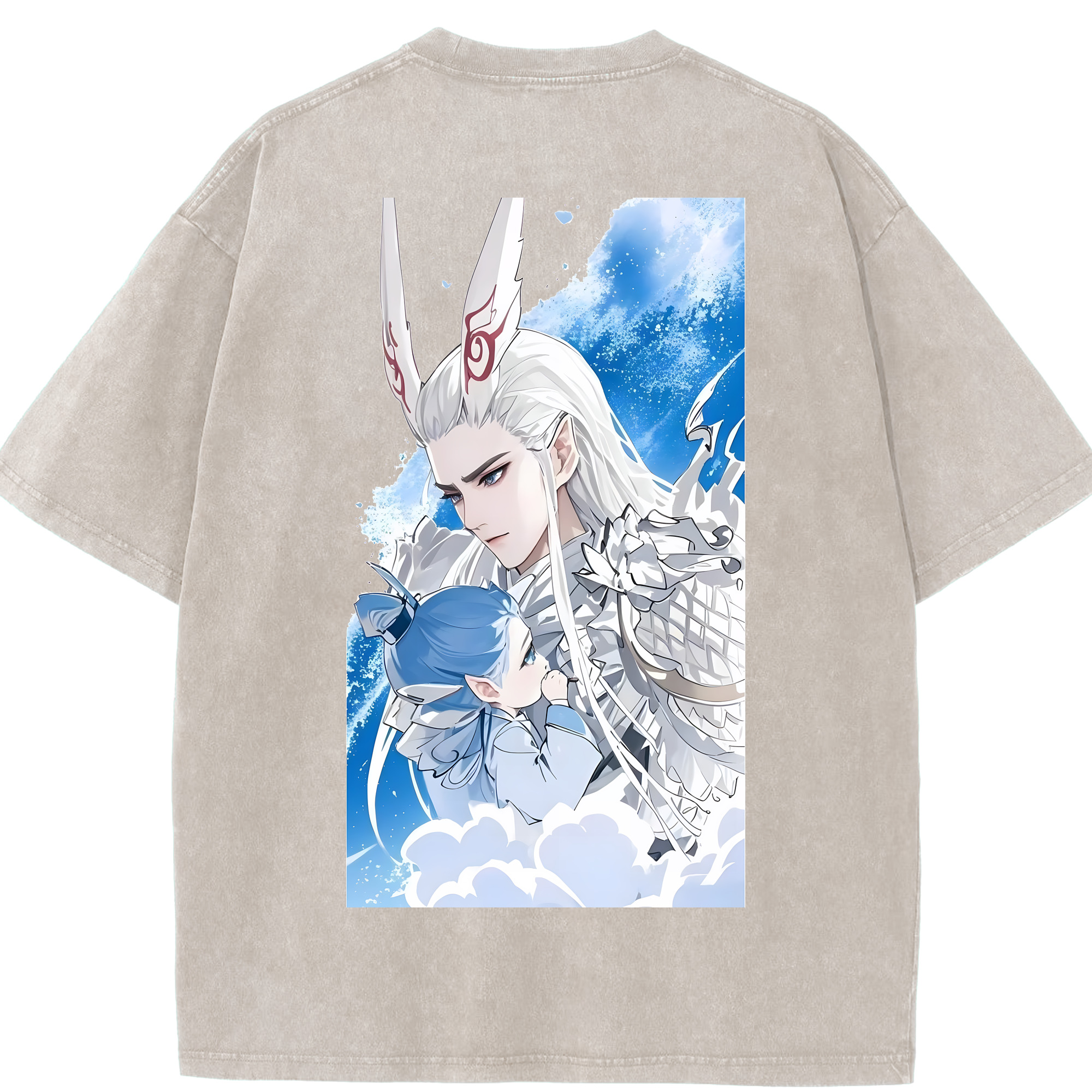 （画像用） Ne Zha 2 ナタ 魔童の大暴れ 綿100% ヴィンテージ風 半袖Tシャツ（背面プリント）