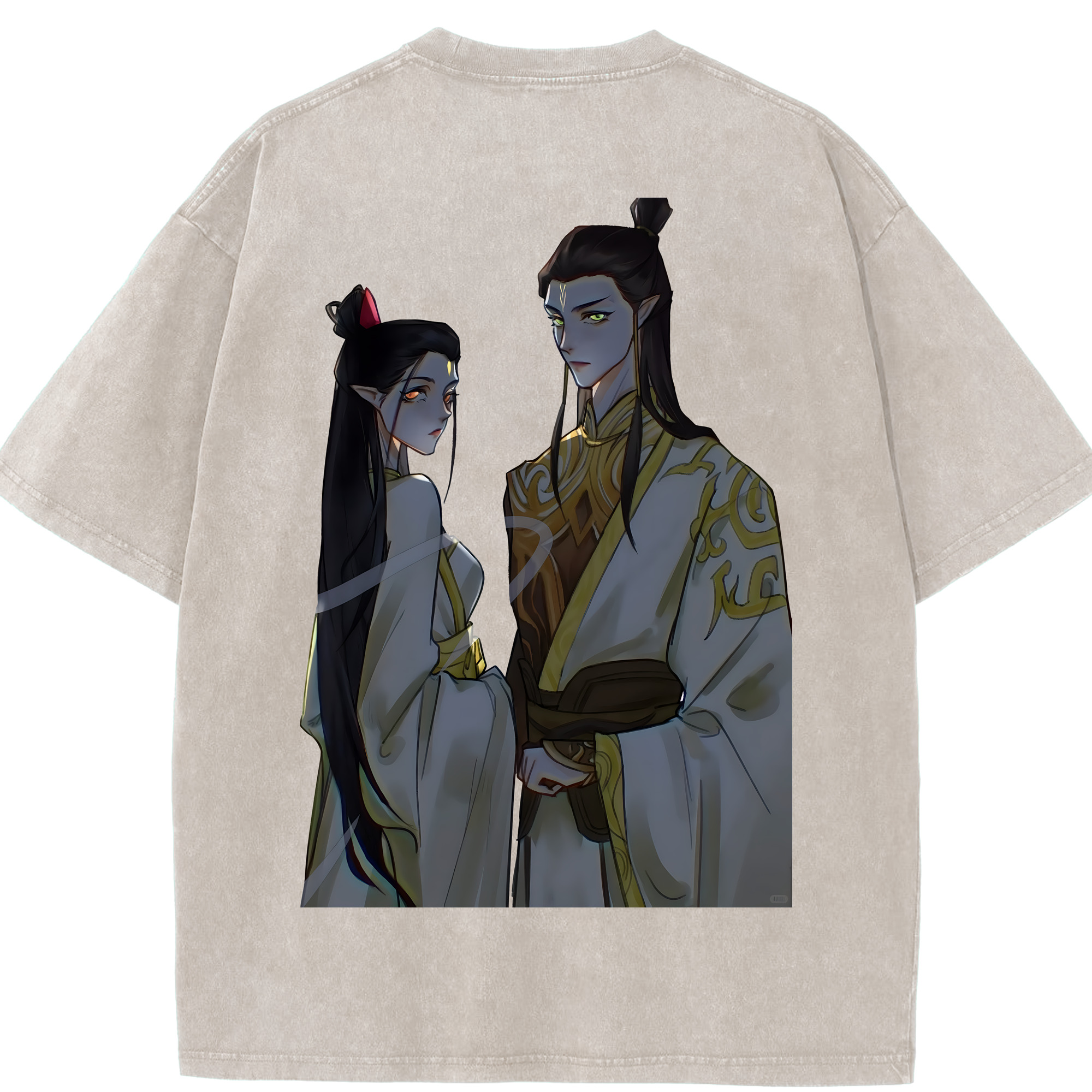 （画像用） Ne Zha 2 ナタ 魔童の大暴れ 綿100% ヴィンテージ風 半袖Tシャツ（背面プリント）