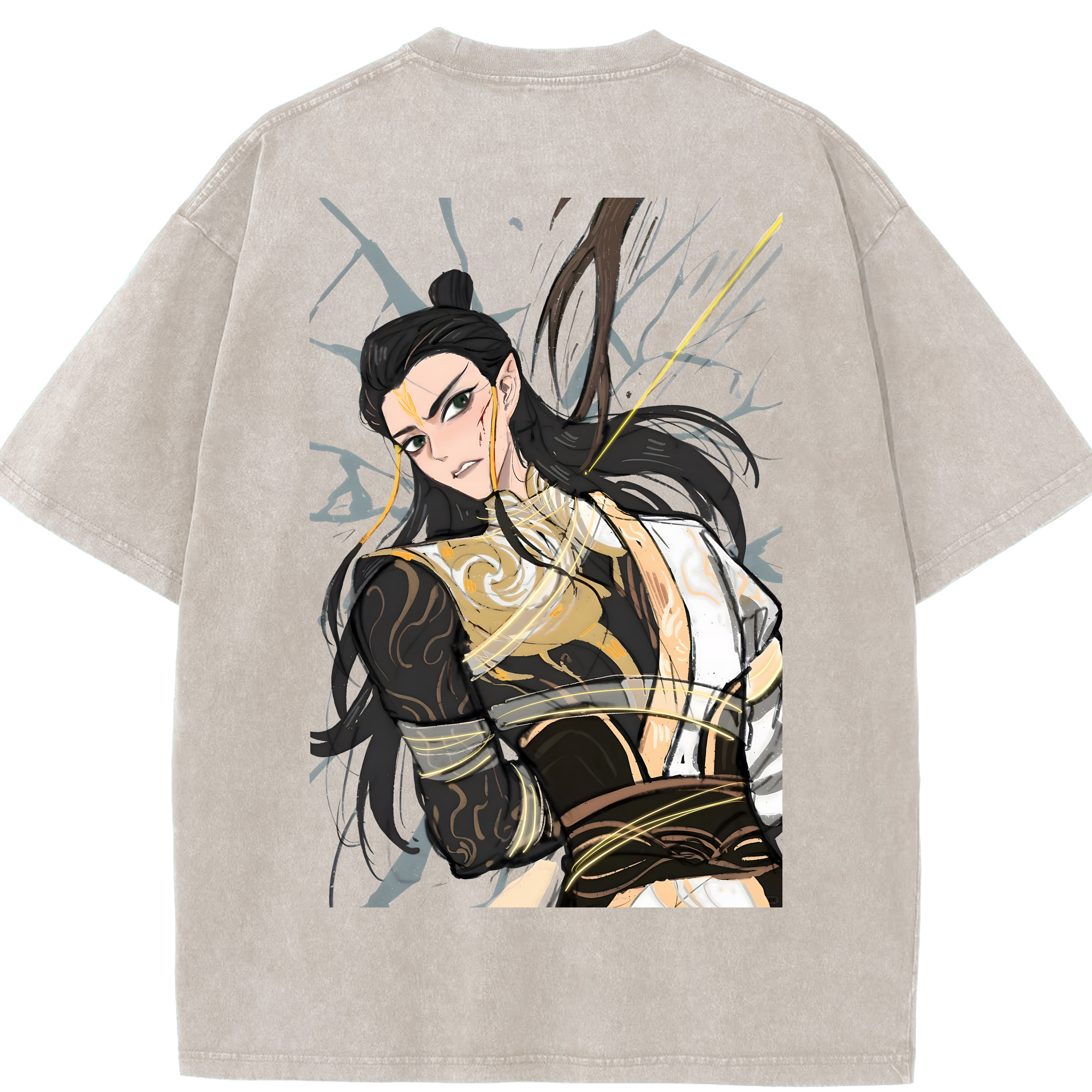（画像用） Ne Zha 2 ナタ 魔童の大暴れ 綿100% ヴィンテージ風 半袖Tシャツ（背面プリント）