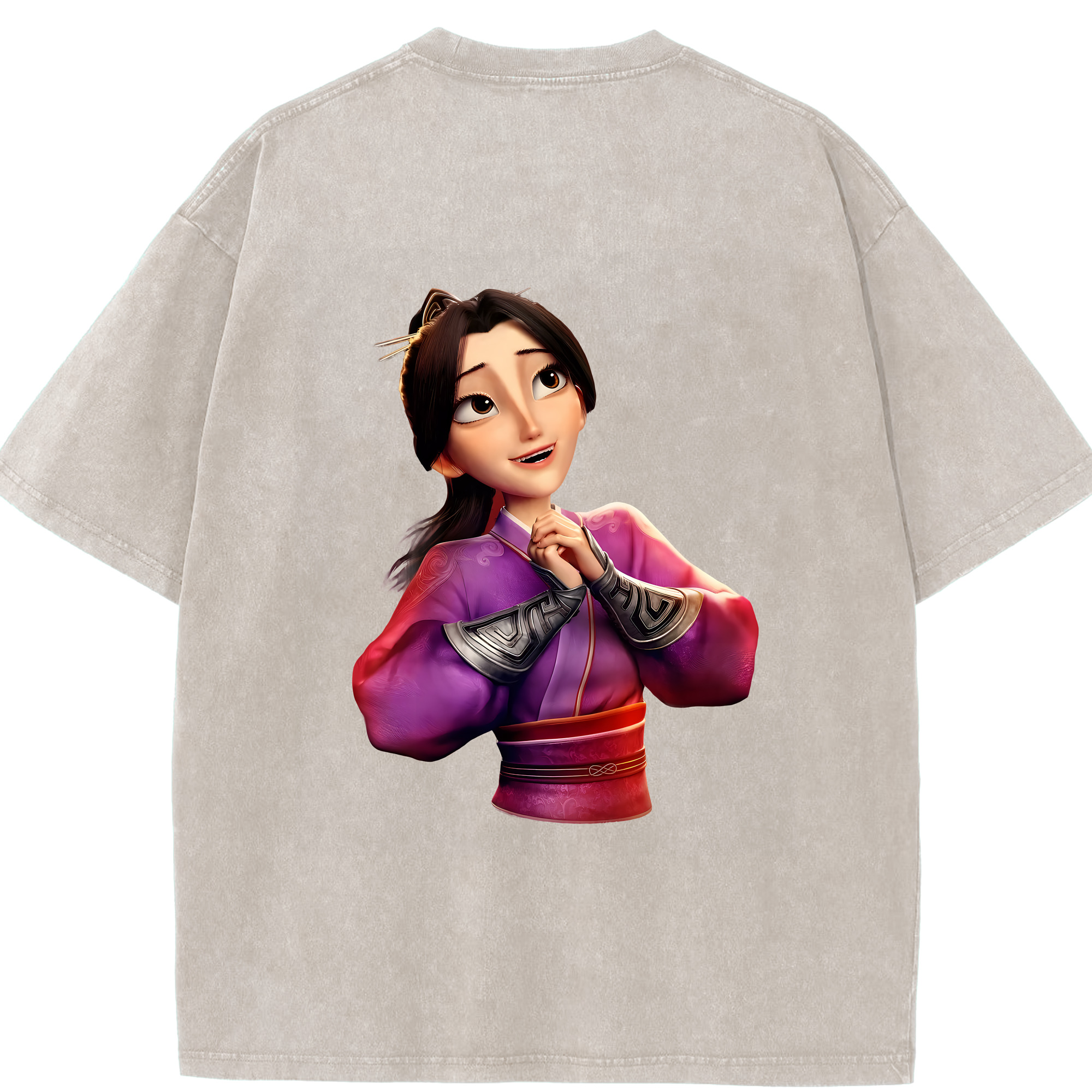 （画像用） Ne Zha 2 ナタ 魔童の大暴れ 綿100% ヴィンテージ風 半袖Tシャツ（背面プリント）