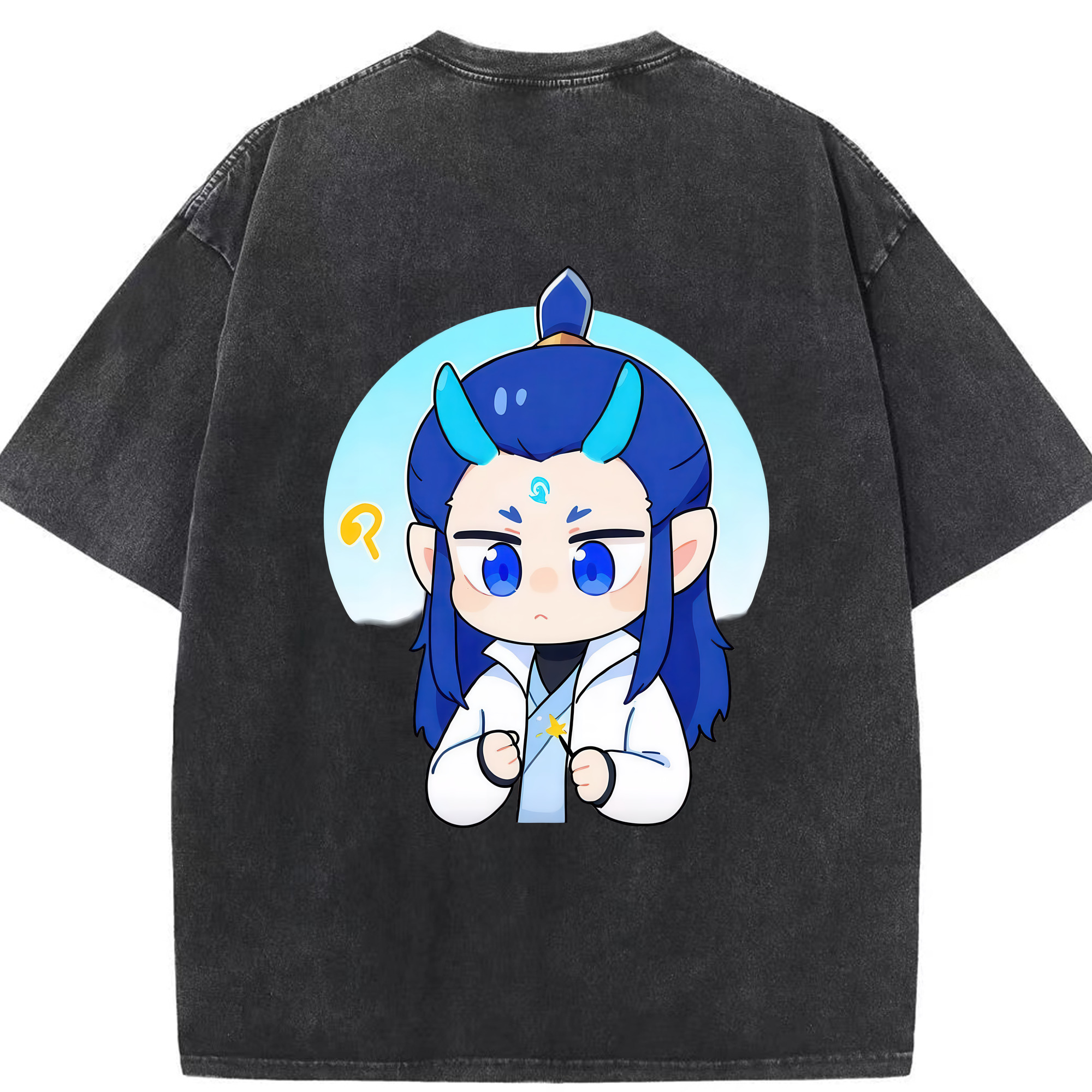 （画像用） Ne Zha 2 ナタ 魔童の大暴れ 綿100% ヴィンテージ風 半袖Tシャツ（背面プリント）