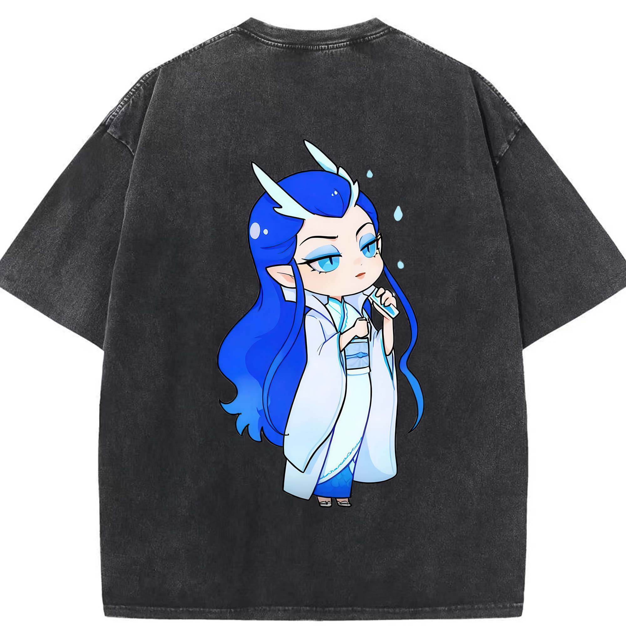 （画像用） Ne Zha 2 ナタ 魔童の大暴れ 綿100% ヴィンテージ風 半袖Tシャツ（背面プリント）