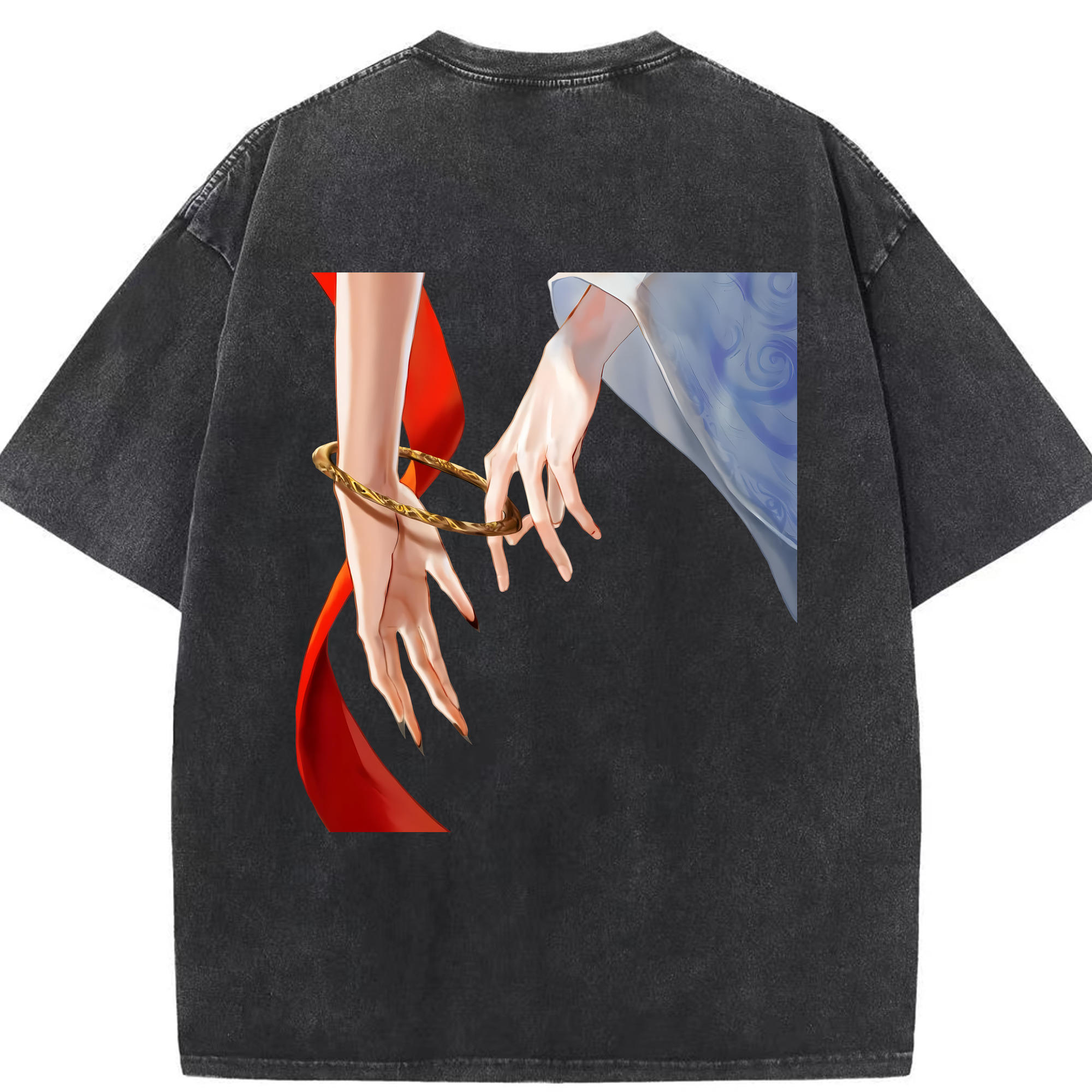 （画像用） Ne Zha 2 ナタ 魔童の大暴れ 綿100% ヴィンテージ風 半袖Tシャツ（背面プリント）