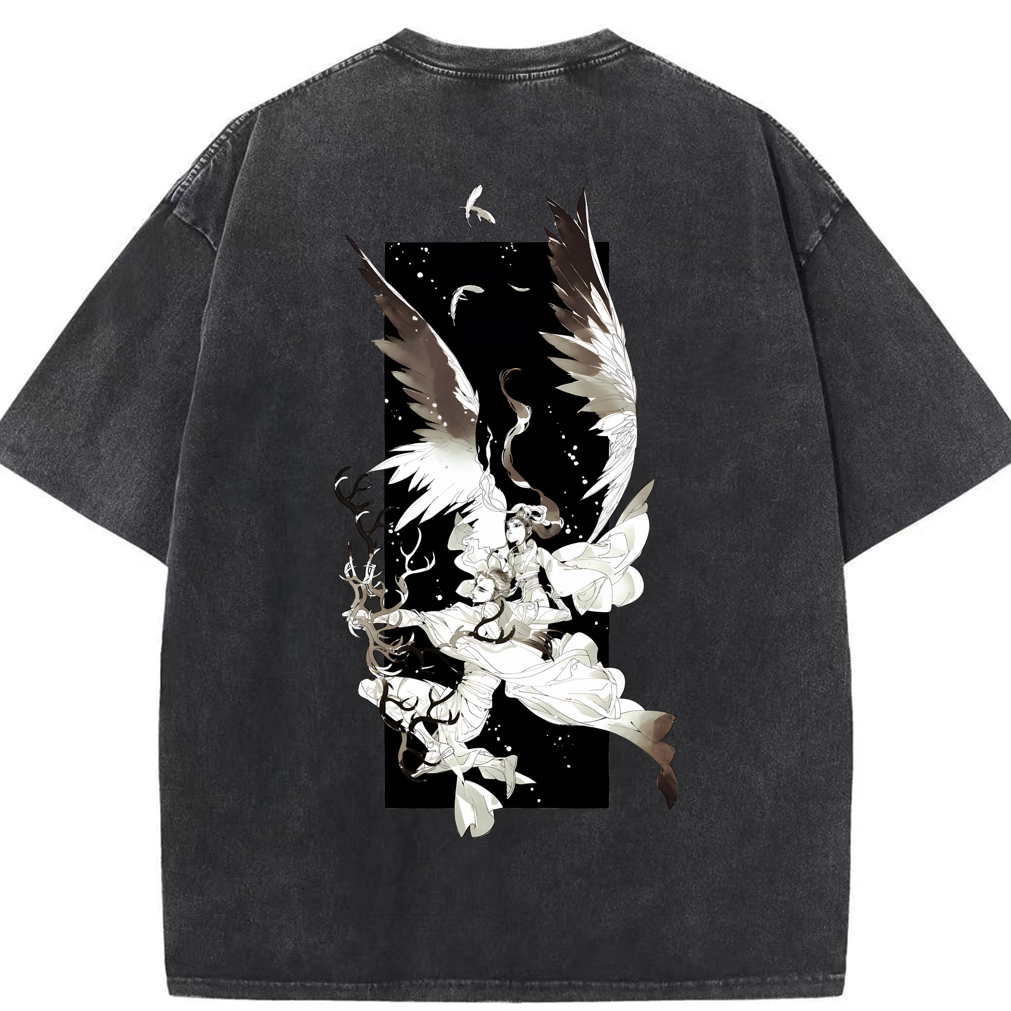 （画像用） Ne Zha 2 ナタ 魔童の大暴れ 綿100% ヴィンテージ風 半袖Tシャツ（背面プリント）