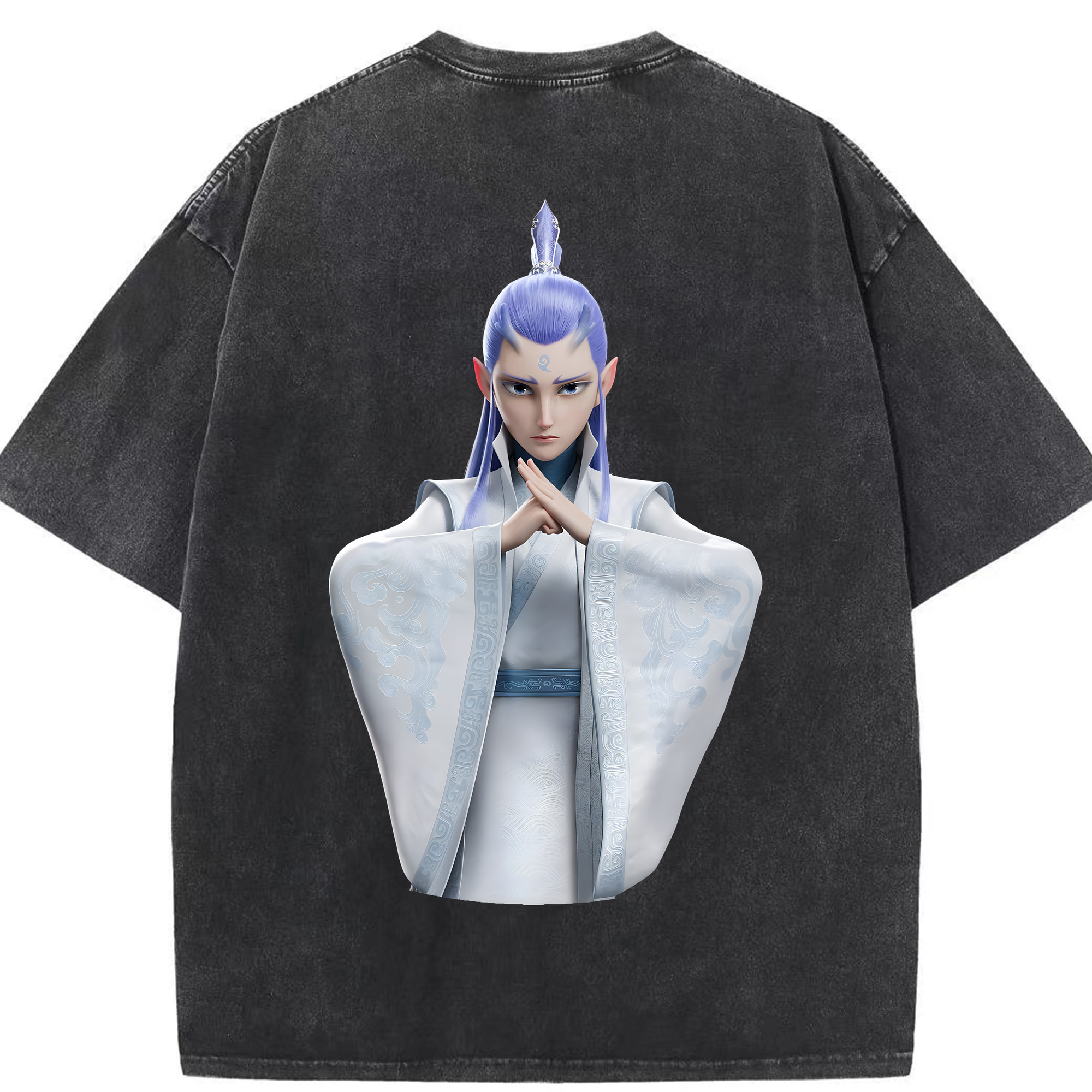 （画像用） Ne Zha 2 ナタ 魔童の大暴れ 綿100% ヴィンテージ風 半袖Tシャツ（背面プリント）