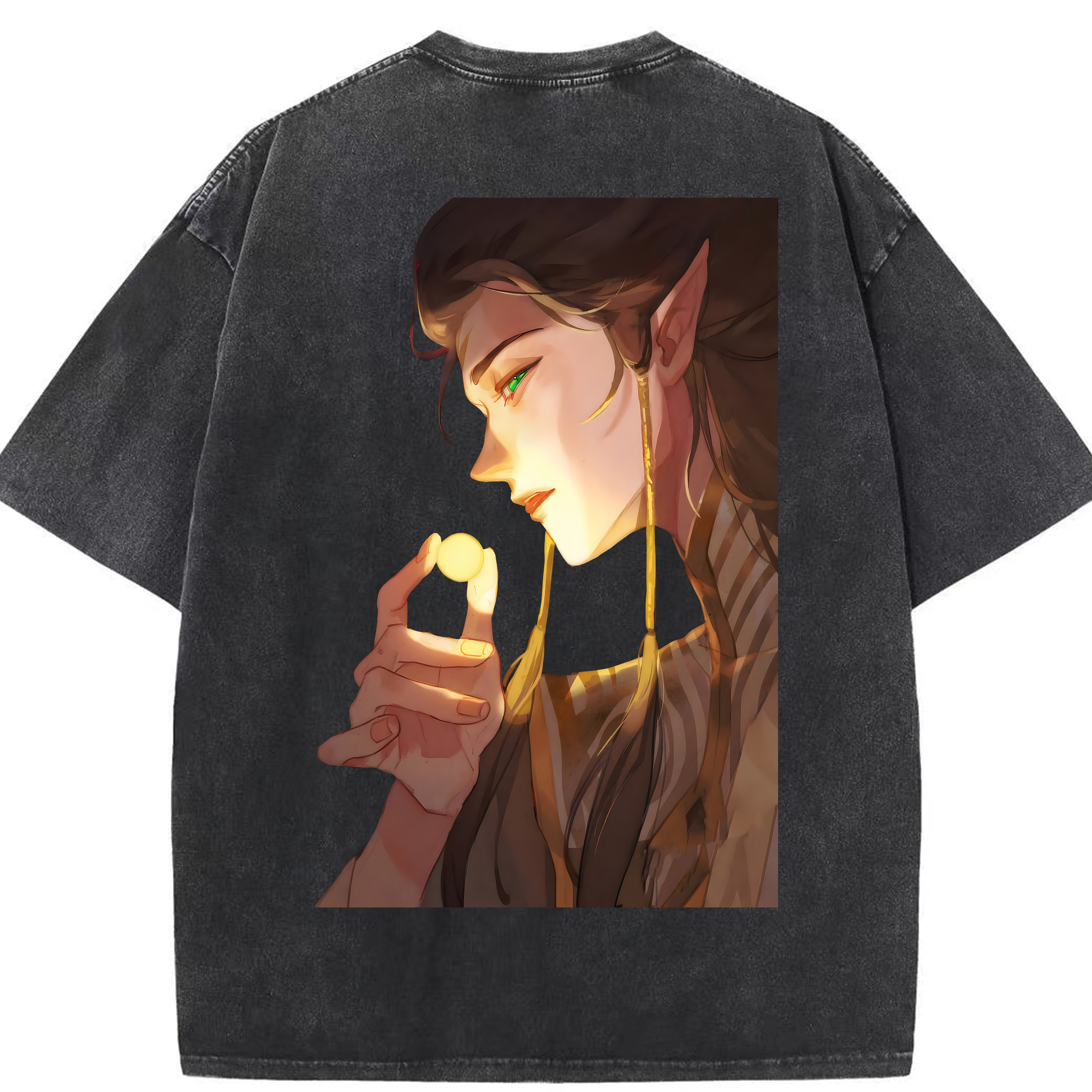（画像用） Ne Zha 2 ナタ 魔童の大暴れ 綿100% ヴィンテージ風 半袖Tシャツ（背面プリント）