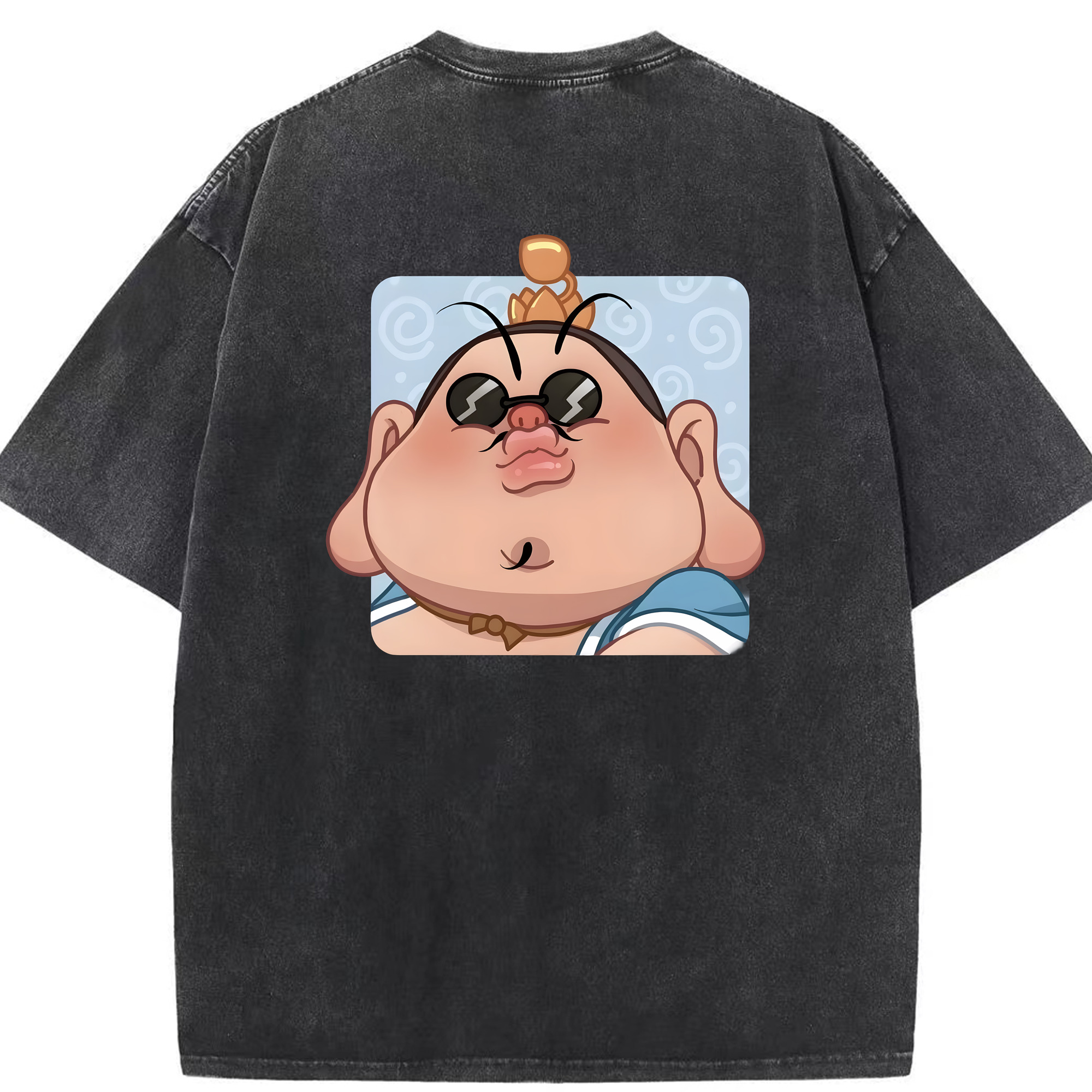 （画像用） Ne Zha 2 ナタ 魔童の大暴れ 綿100% ヴィンテージ風 半袖Tシャツ（背面プリント）